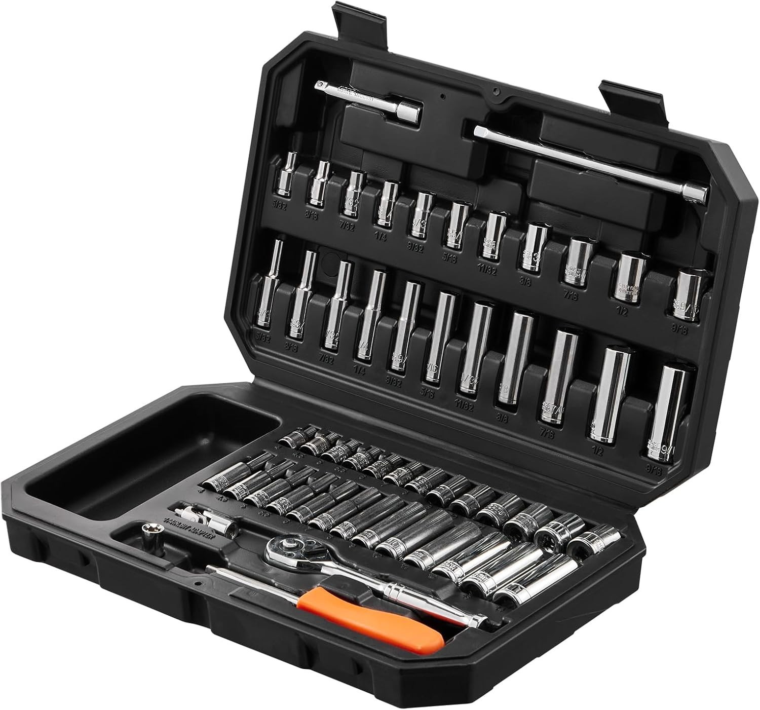 Socket Set, 1/4 Inch Drive Socket and Ratchet Set, 6-Point Socket Opening, 54…