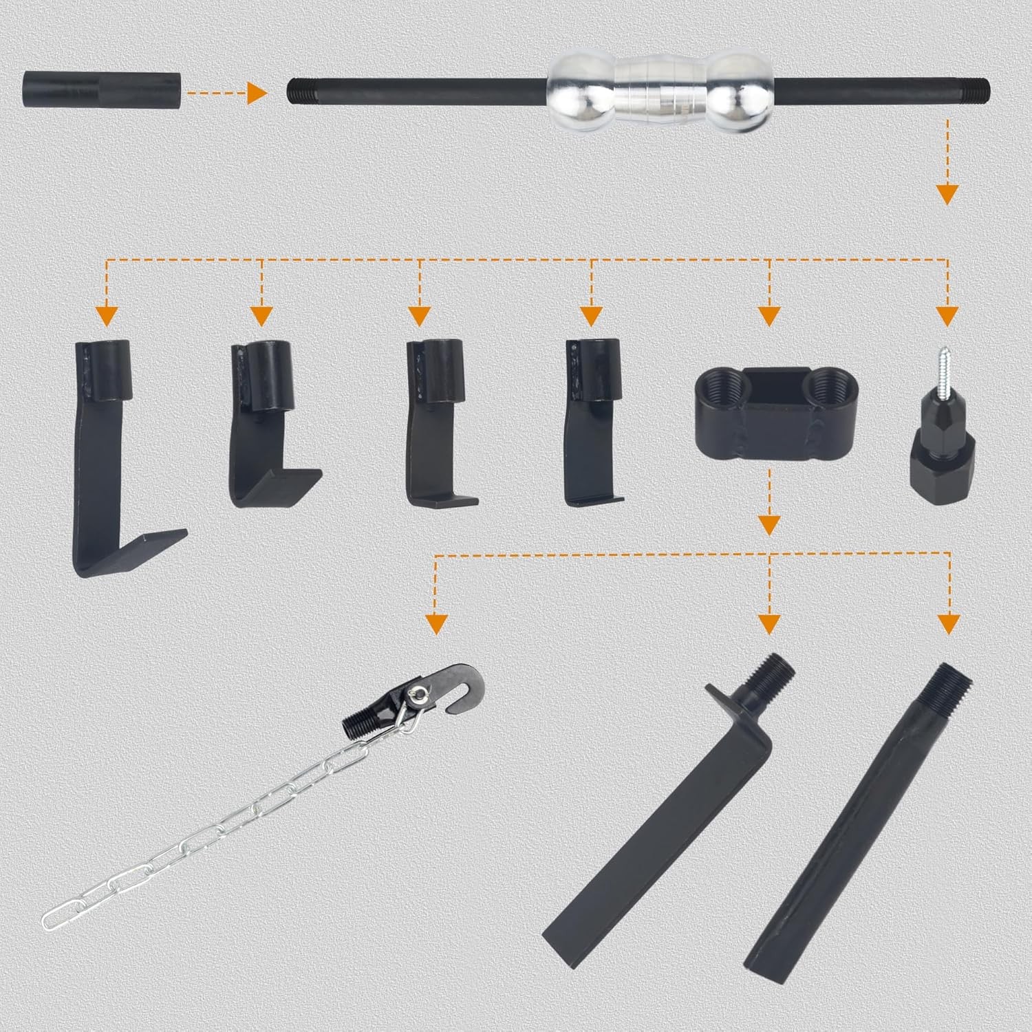 DAYUAN 13PC Dent Puller with Slide Hammer Auto Body Truck Repair Black,silver