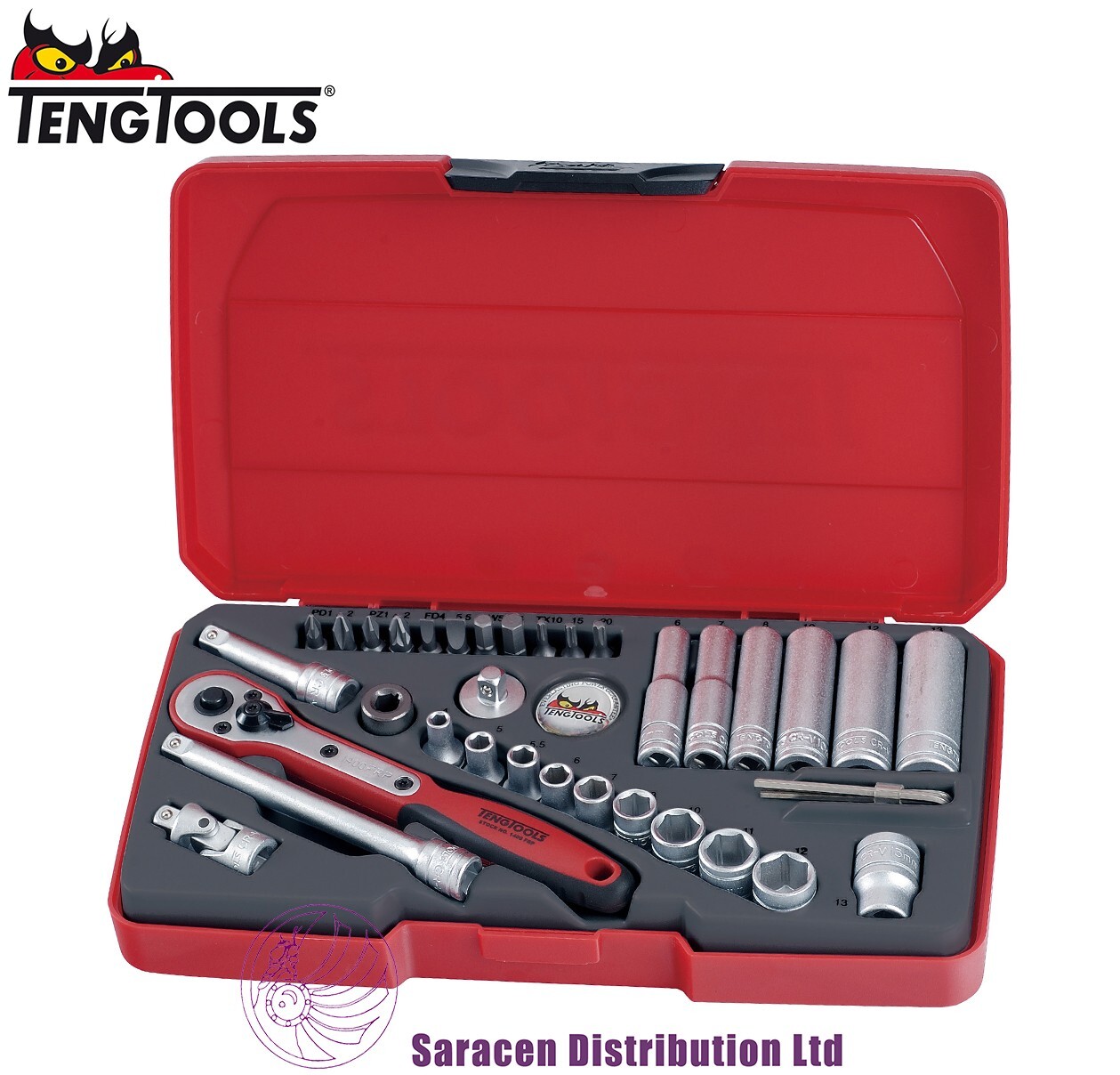 TENG 36 PIECE 1/4in. DRIVE SOCKET & BIT SET, METRIC 4 -13mm – T1436