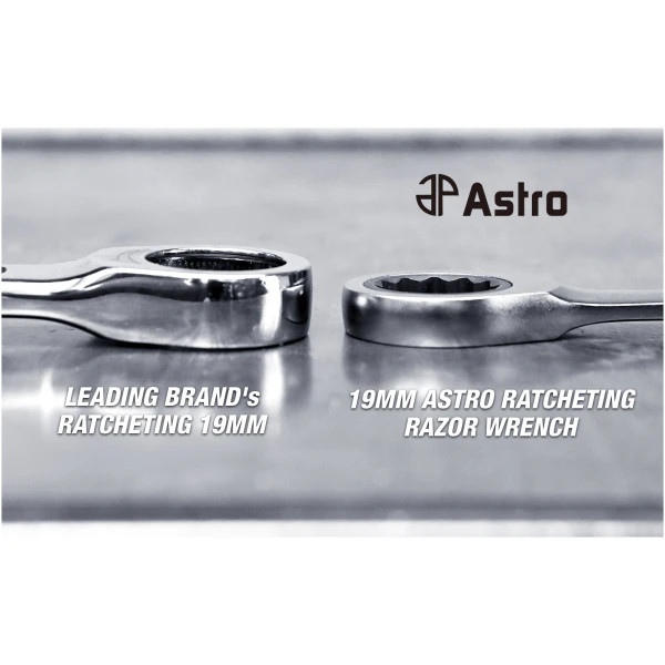 ASTRO Razor Wrenches 12-Piece Super-Thin Ratcheting Wrench Set 8-19mm (71012)