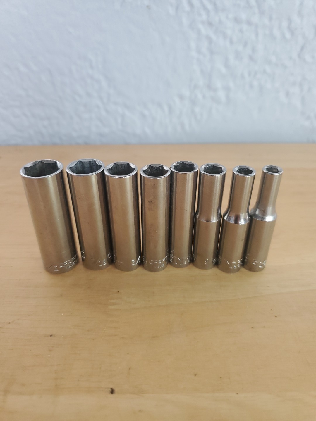 Craftsman 8pc 1/4″ Dr 6pt Long Socket Set -G- Series SAE 3/16″ – 1/2″ USA