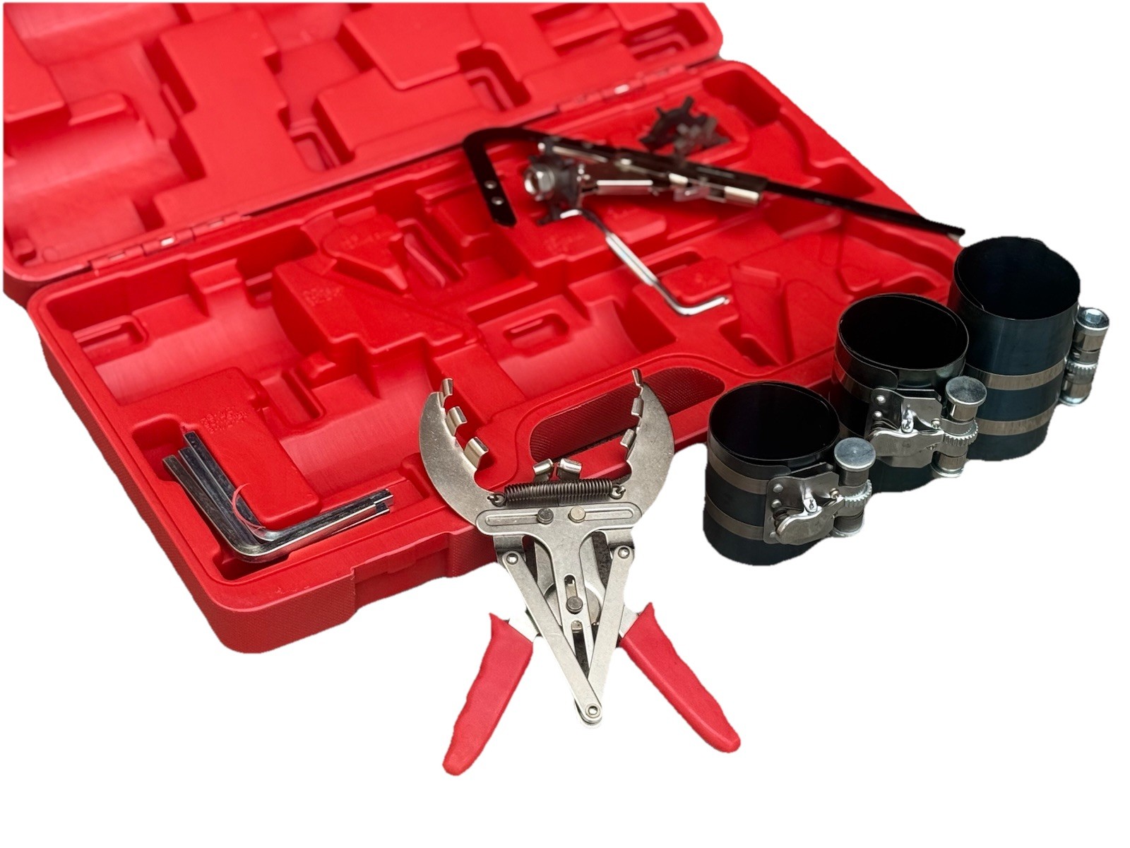 Piston Ring Service Tool Set Piston Ring Compressor With Ratchet Key 3″ 3.5″ 4″