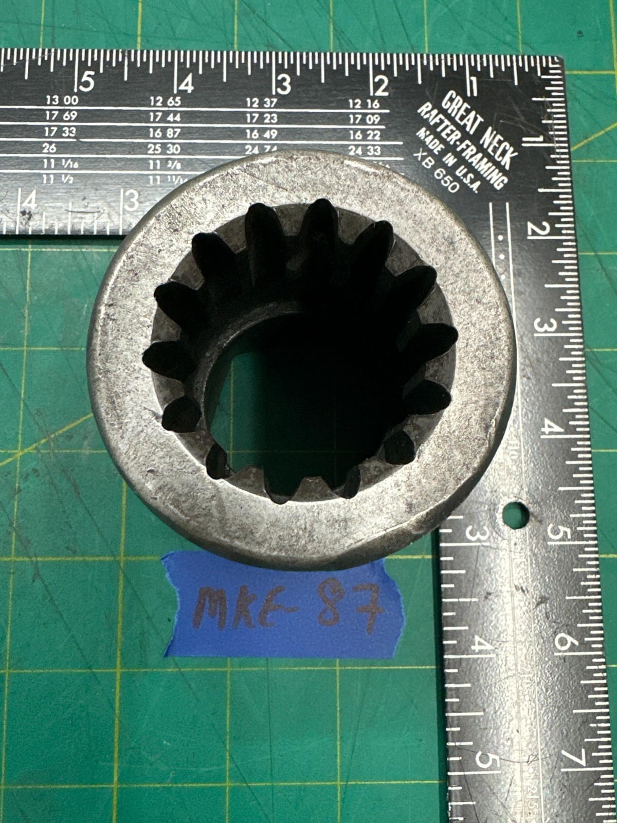 Vintage Ozat 9524M38 1-1/2″ 38 Hex Spline Impact Socket 6-Point, Made In Israel
