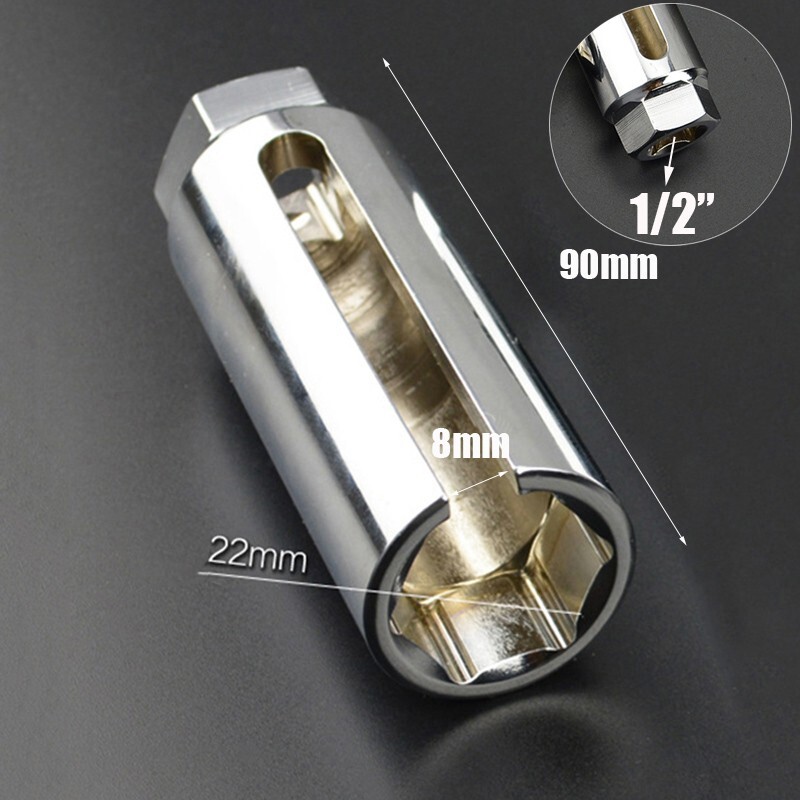 7/8» 22mm O2 Oxygen Sensor Socket Removal Tool Side Wire Cutout 1/2″ Drive