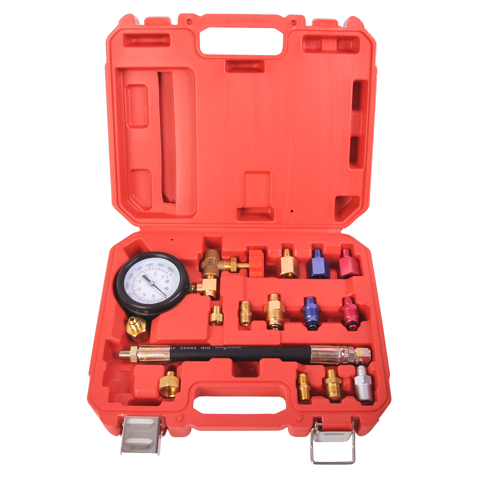 Power Steering Rack Test Auto Repair Tool 2000 PSI / 140 Bar Gauge 13 Adapters