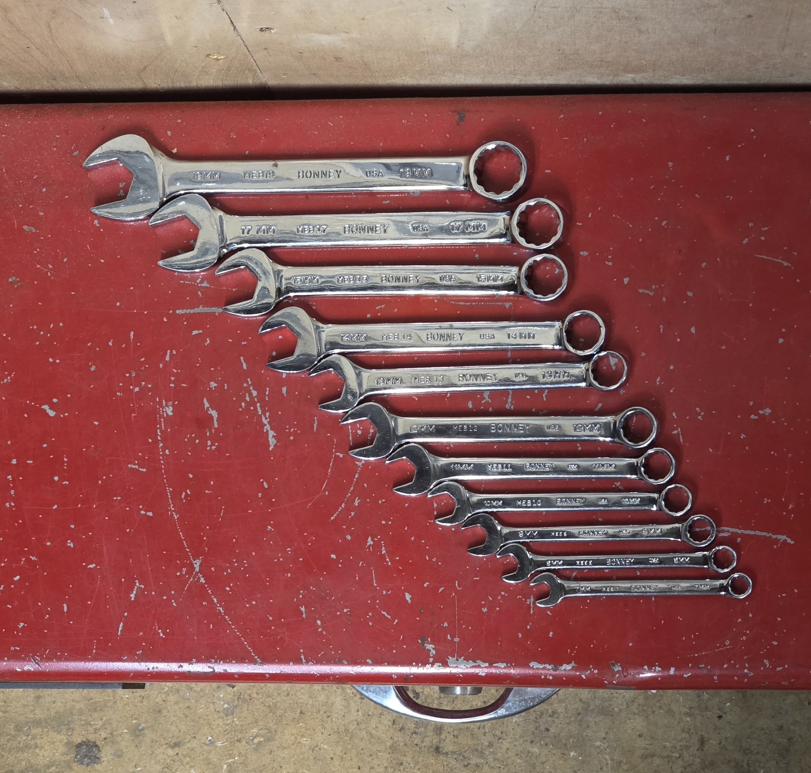 Bonney Tools Metric 11pc Short Combination Wrench Set 12pt B-80713 7-15 17, 19mm