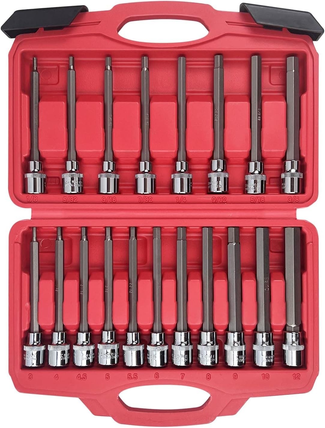 AMM 19pc 3/8″ Drive Extra-Long Allen Hex Bit Socket Set SAE & Metric S2