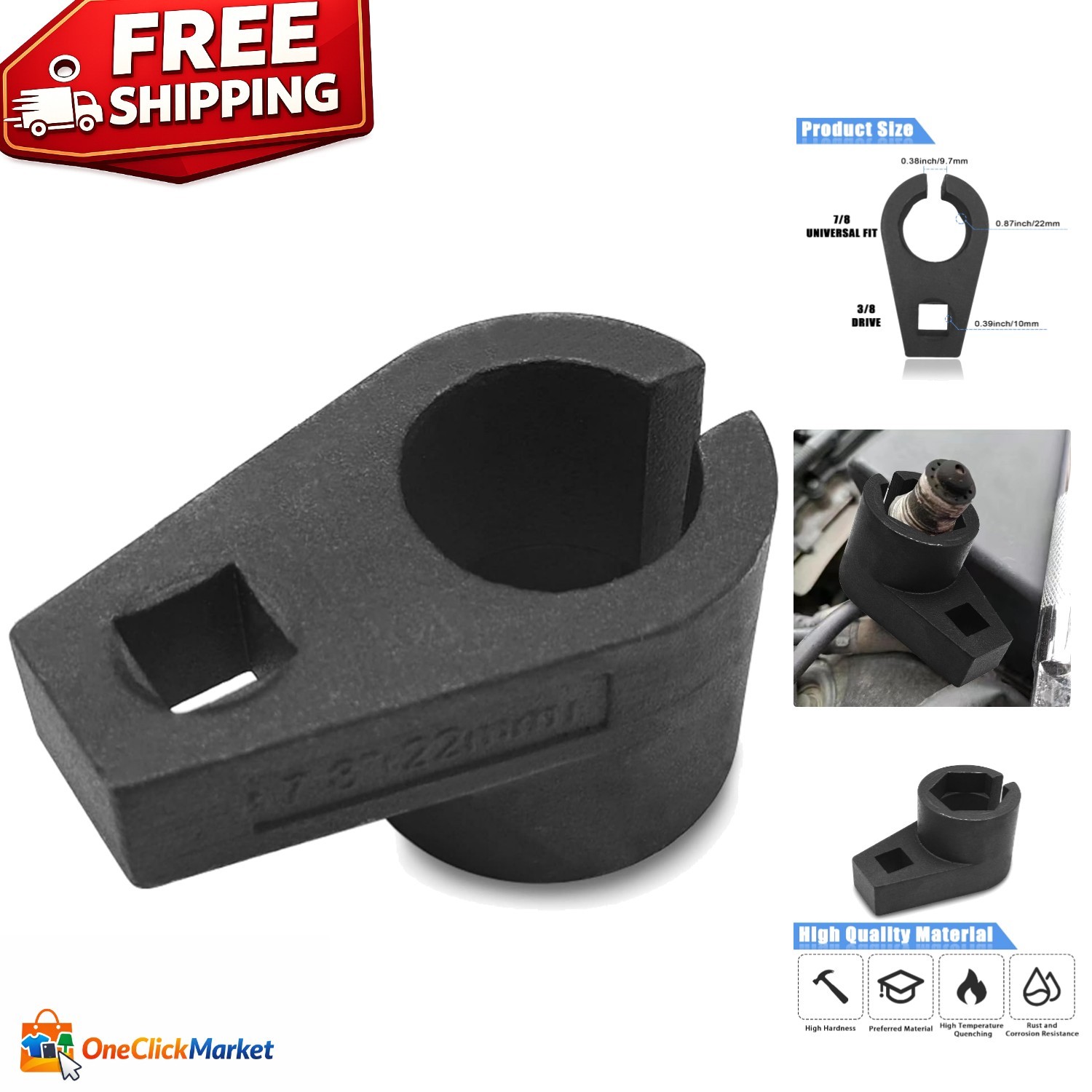 Chrome Molybdenum Offset Oxygen Sensor Tool – 7/8-Inch & Compact Design