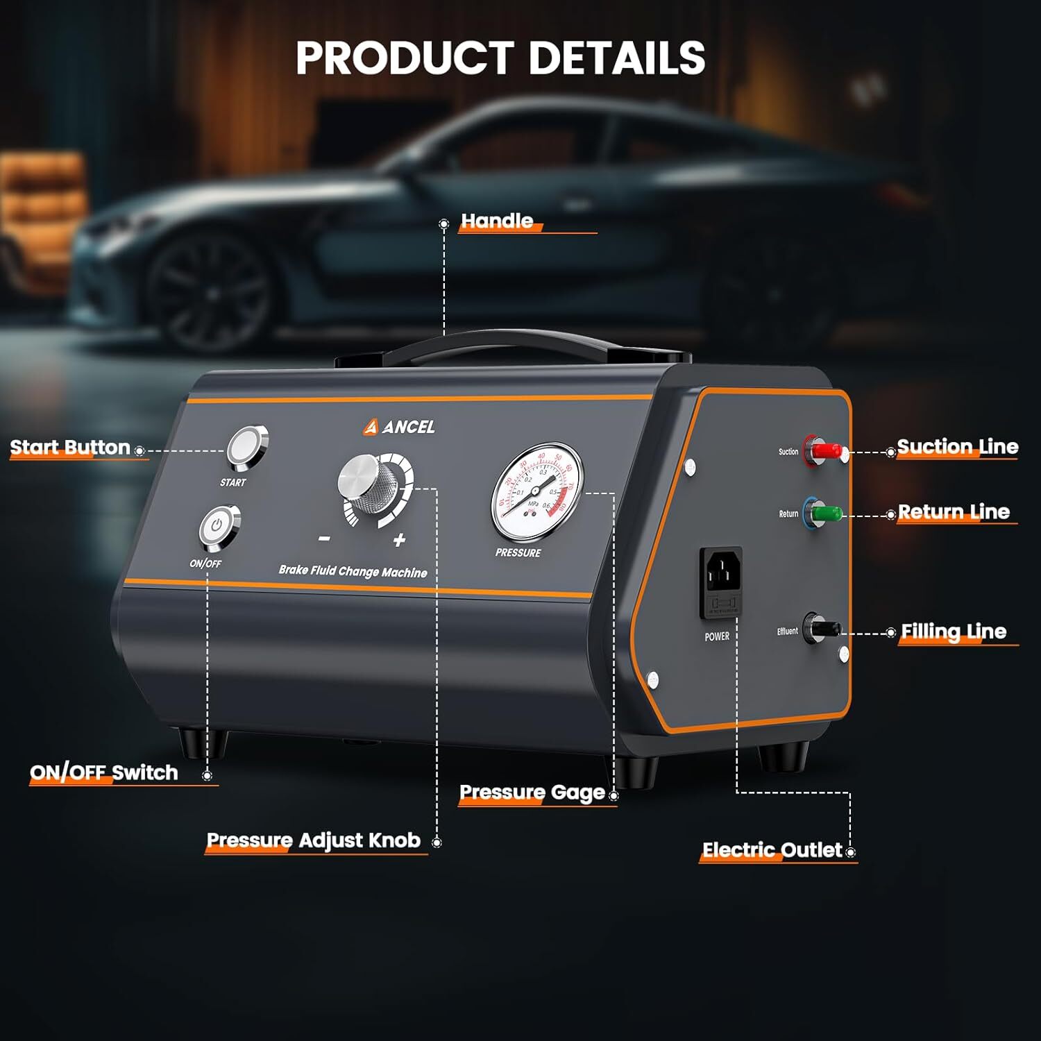 ANCEL Electric Brake Fluid Bleeder Car Brake Fluid Exchange Machine Oil Change