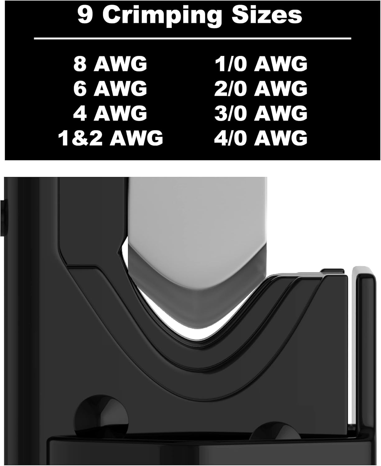 Hammer Battery Lug Crimping Tool for 8, 6, 4, 2, 1/0, 2/0, 3/0, Black, Grey