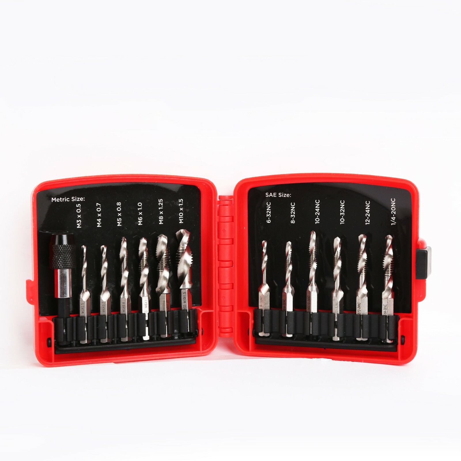 Combination Drill & Tap Bit Set w/ Quick Change Adapter 1/4″ Hex Shank Durable