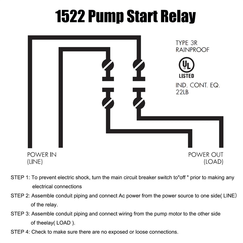 1522 Pump Start Relay for Irrigation Systems with 3 HP / 110V / 220V 24V Coil