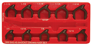 Lock Technology LTI 1900 10 Piece SAE Shockit Crows Foot Set Brand New!