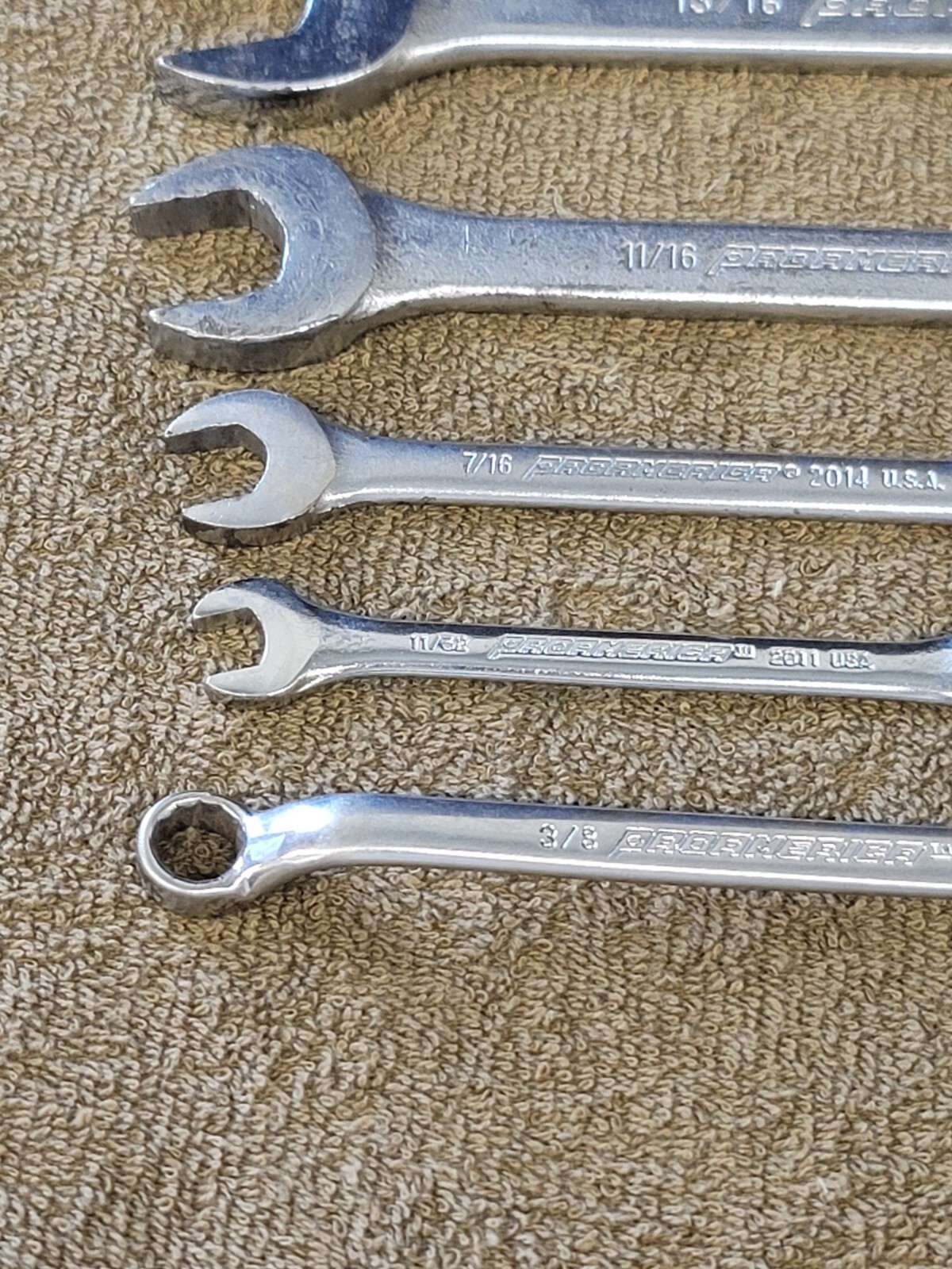 ProAmerica Sae Combination Wrench Set 15/16 13/16 11/16 7/16 3/8 11/32″ USA