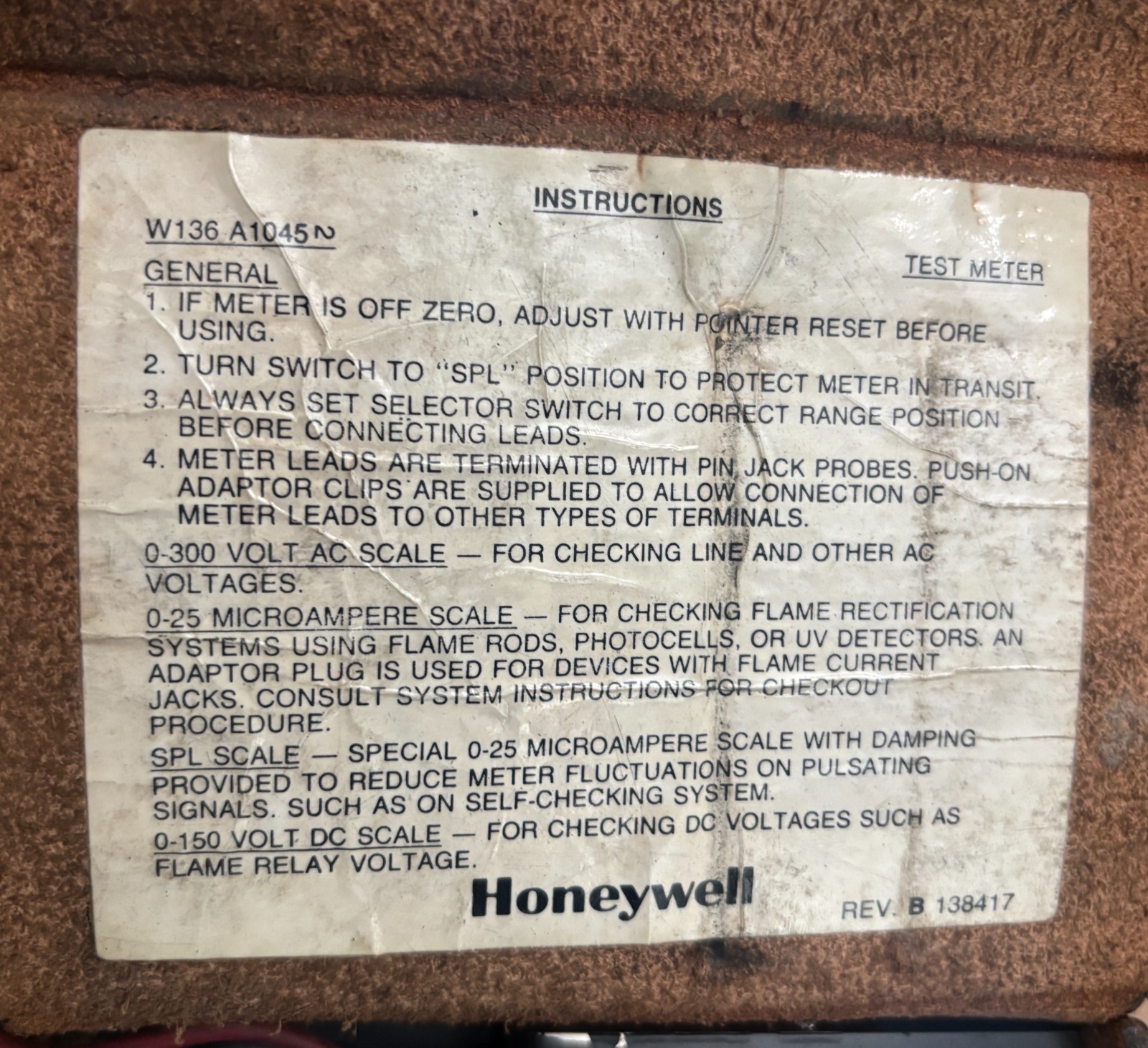 Honeywell Multimeter Tool Collectable W136 A1045