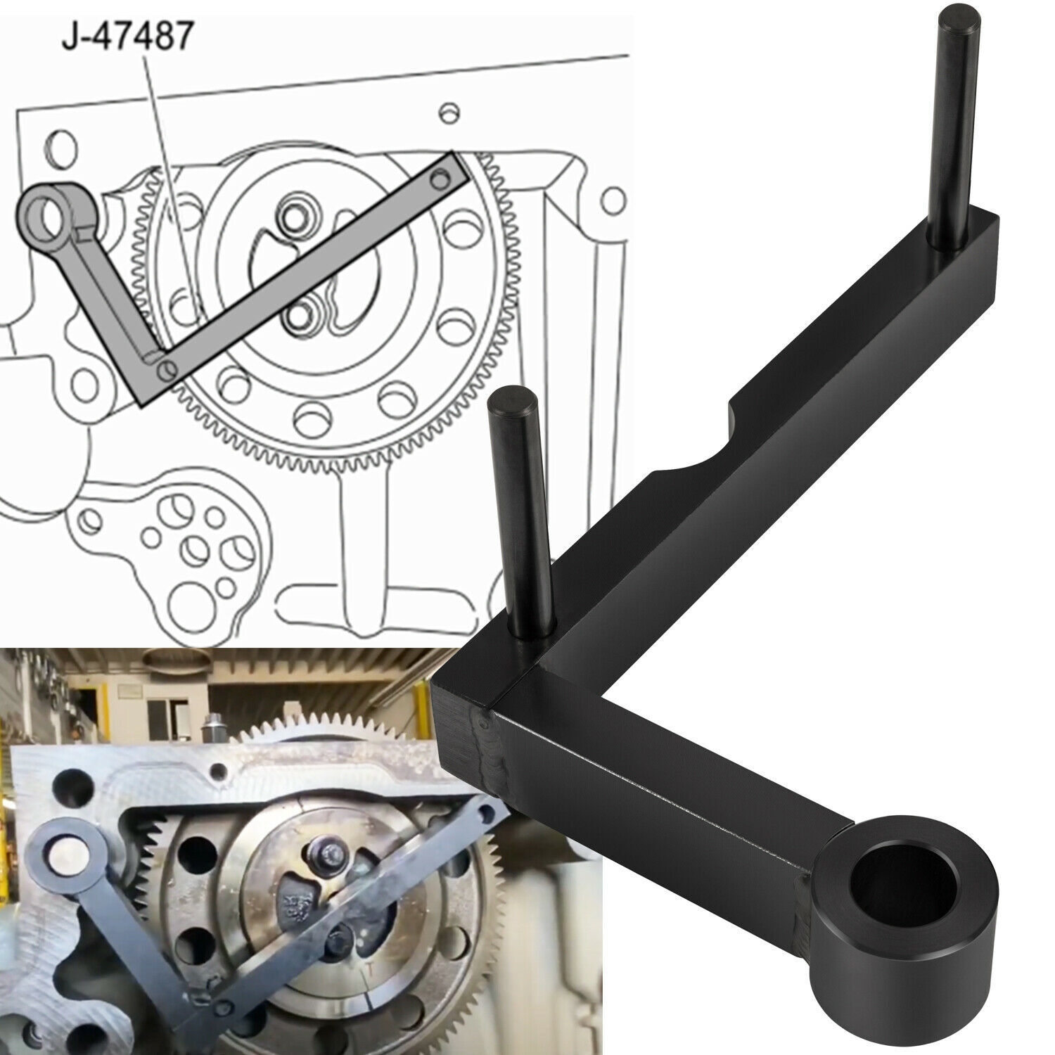 Detroit Diesel DD13/15 Idler 3 Cantilever Tool J-47487+TDC Locating Tool J-48630