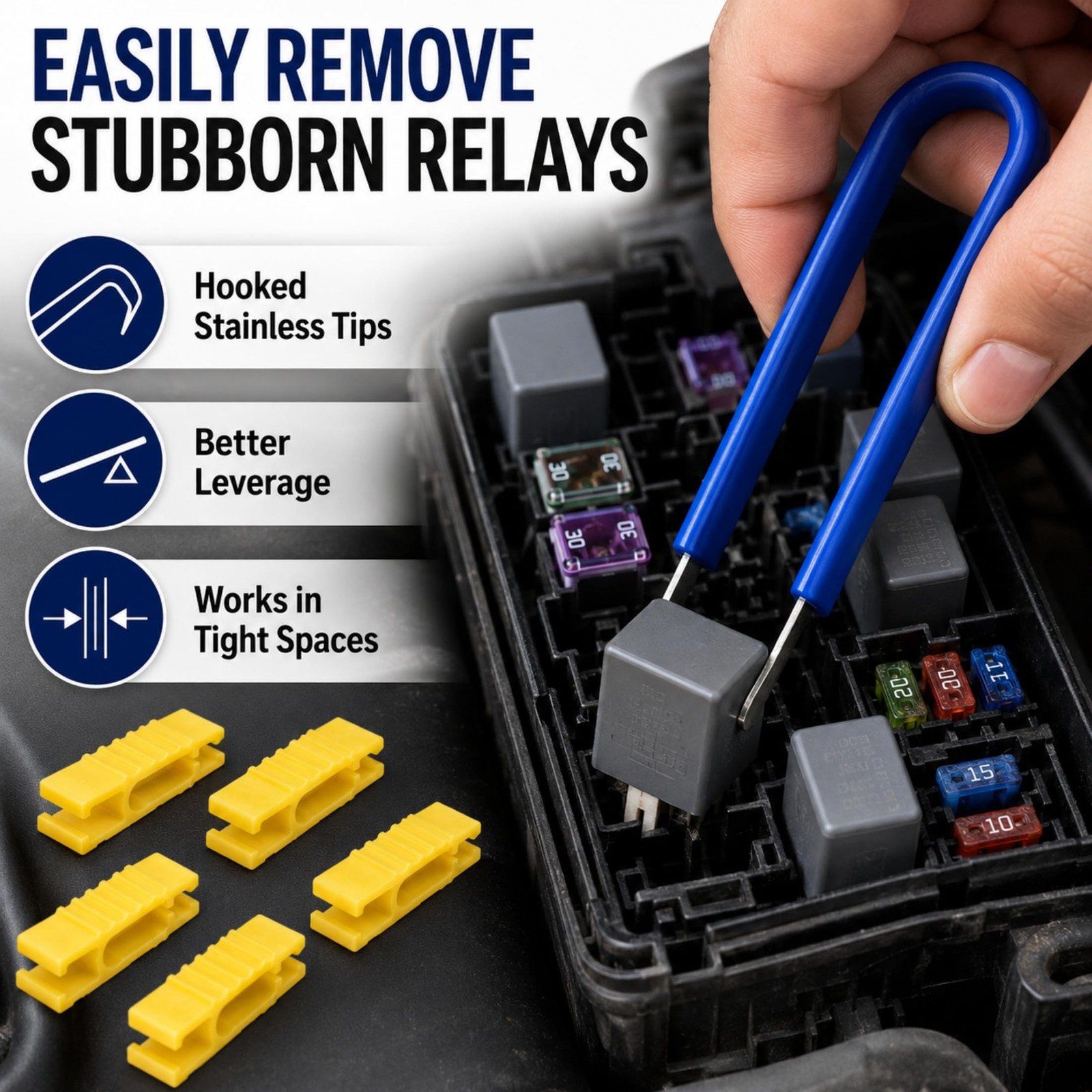 Fuse Puller Tool Set 6 Piece Stainless Steel Automotive Relay Removal Pliers Car