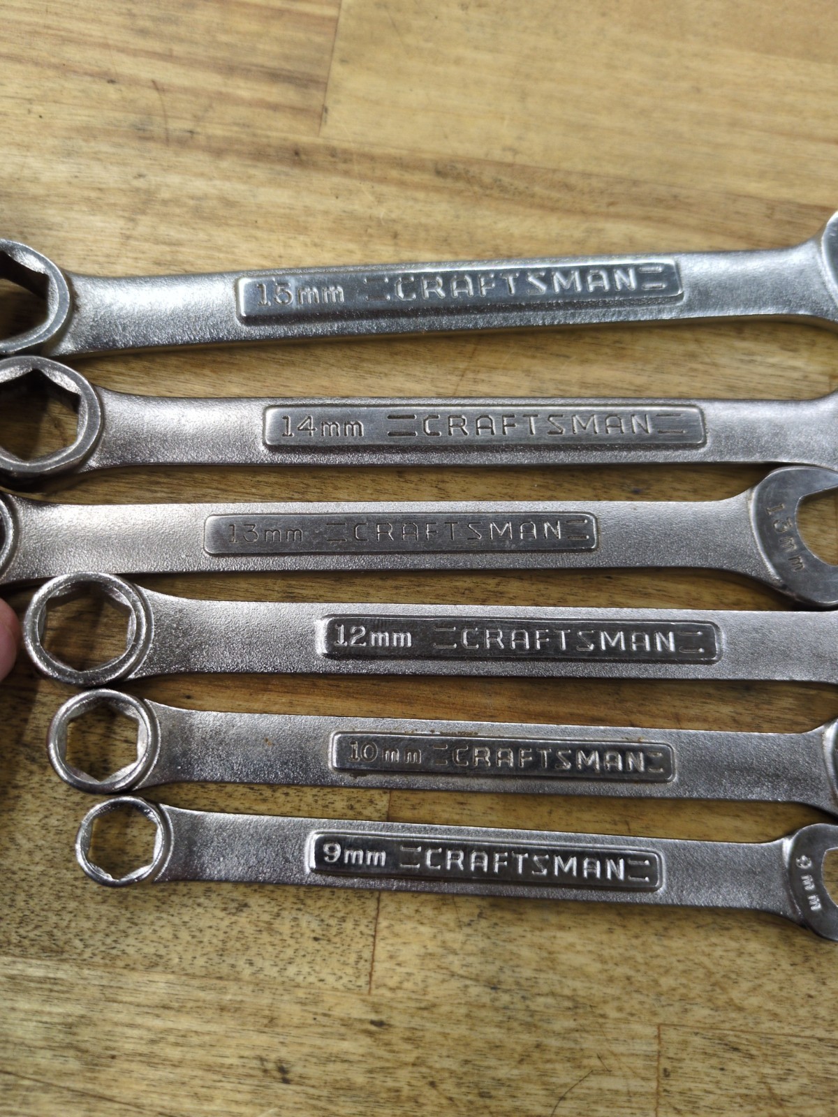 (6) Craftsman Metric 6 PT Combination Wrench Lot 9,10,12,13,14,15mm USA Made VA