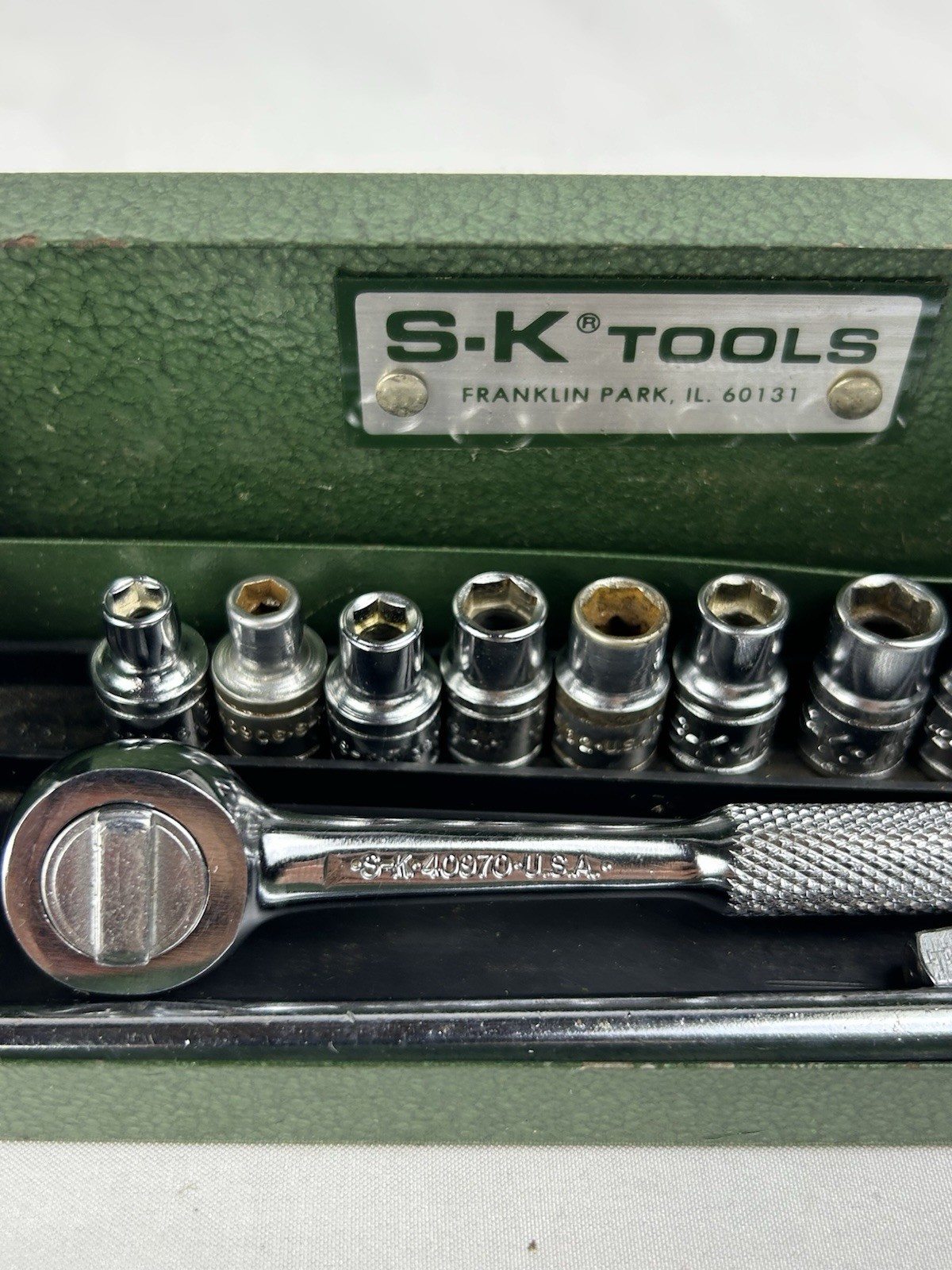 S-K Tools 13 Piece SAE 1/4″ Drive 6 Pt & 8 Pt Socket Set Ratchet USA