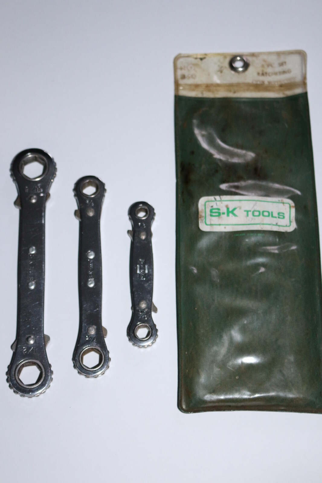 S-K Tools No.340 ratcheting box wrenches 3 of 4 pcs. 1/4″ to 9/16″ CLEAN & WORKS