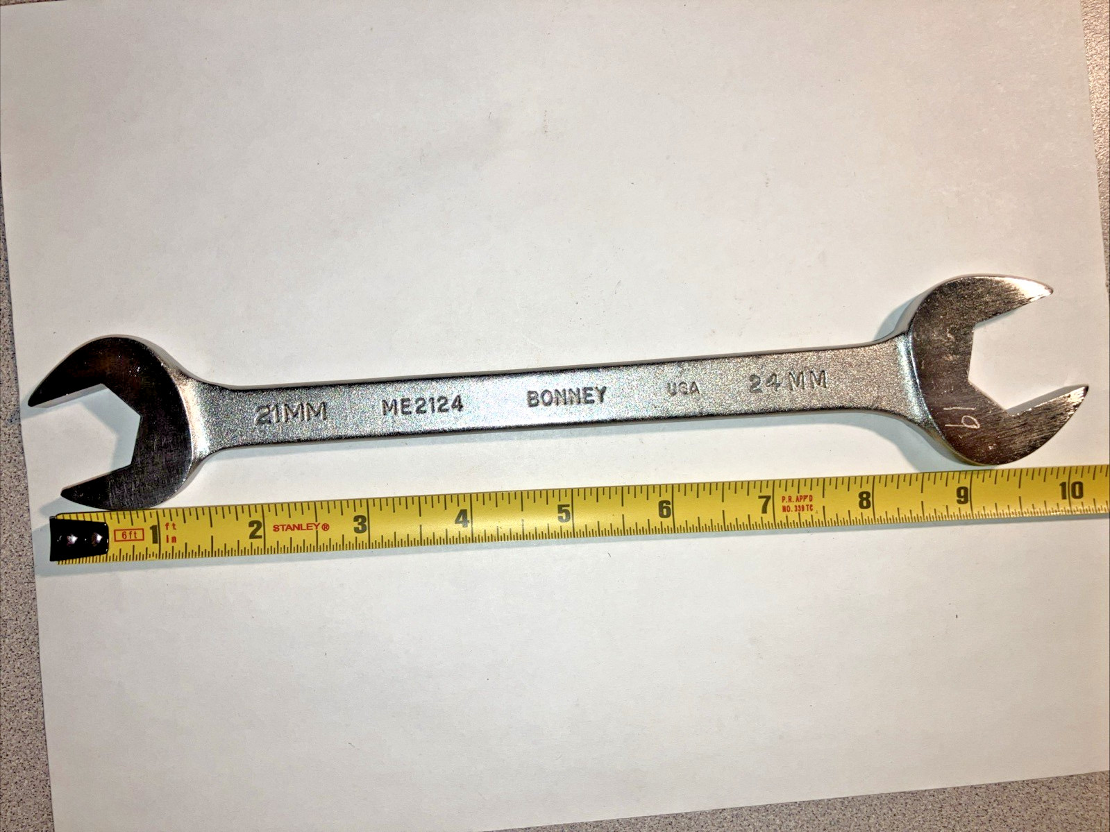 Bonney Tools ME2124 Metric 21mm – 24mm Double Open End Wrench USA Vintage