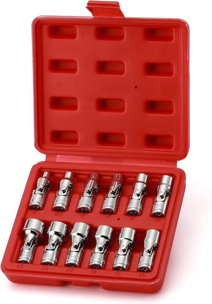Flex Socket Set Swivel Socket Set Metric 1/4 Inch Drive 6 Point 12 PC