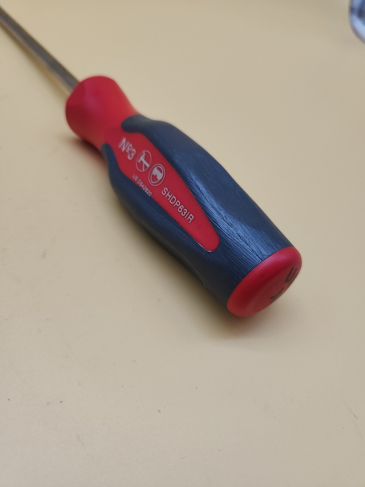Snap-On #3 Phillips Red Hard Handle Screwdriver Magnetic Tip SHDP631R