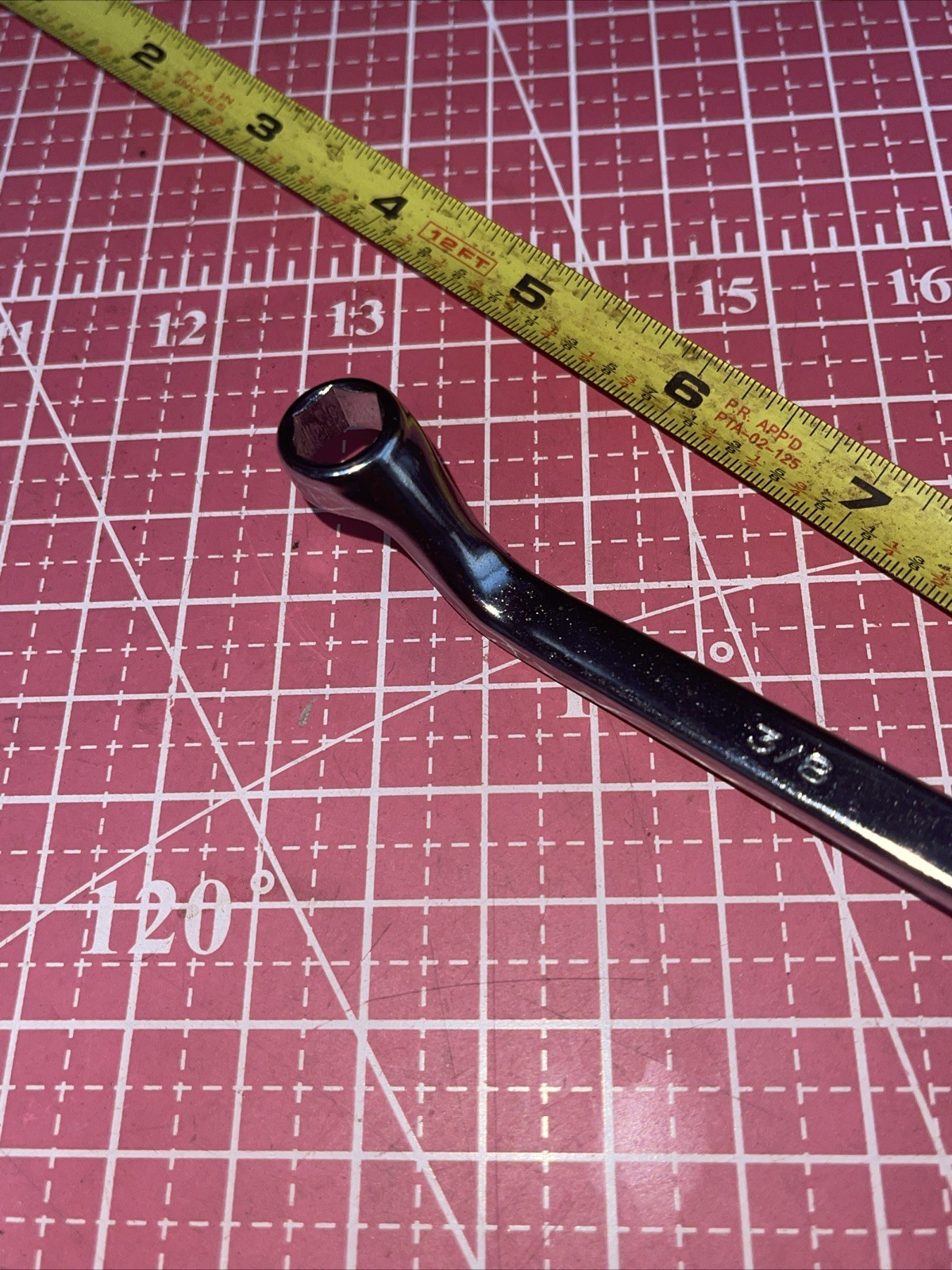 NOS Duro Indestro USA 730 3/8 X 7/16 In SAE 6 Point Box End Wrench Offset