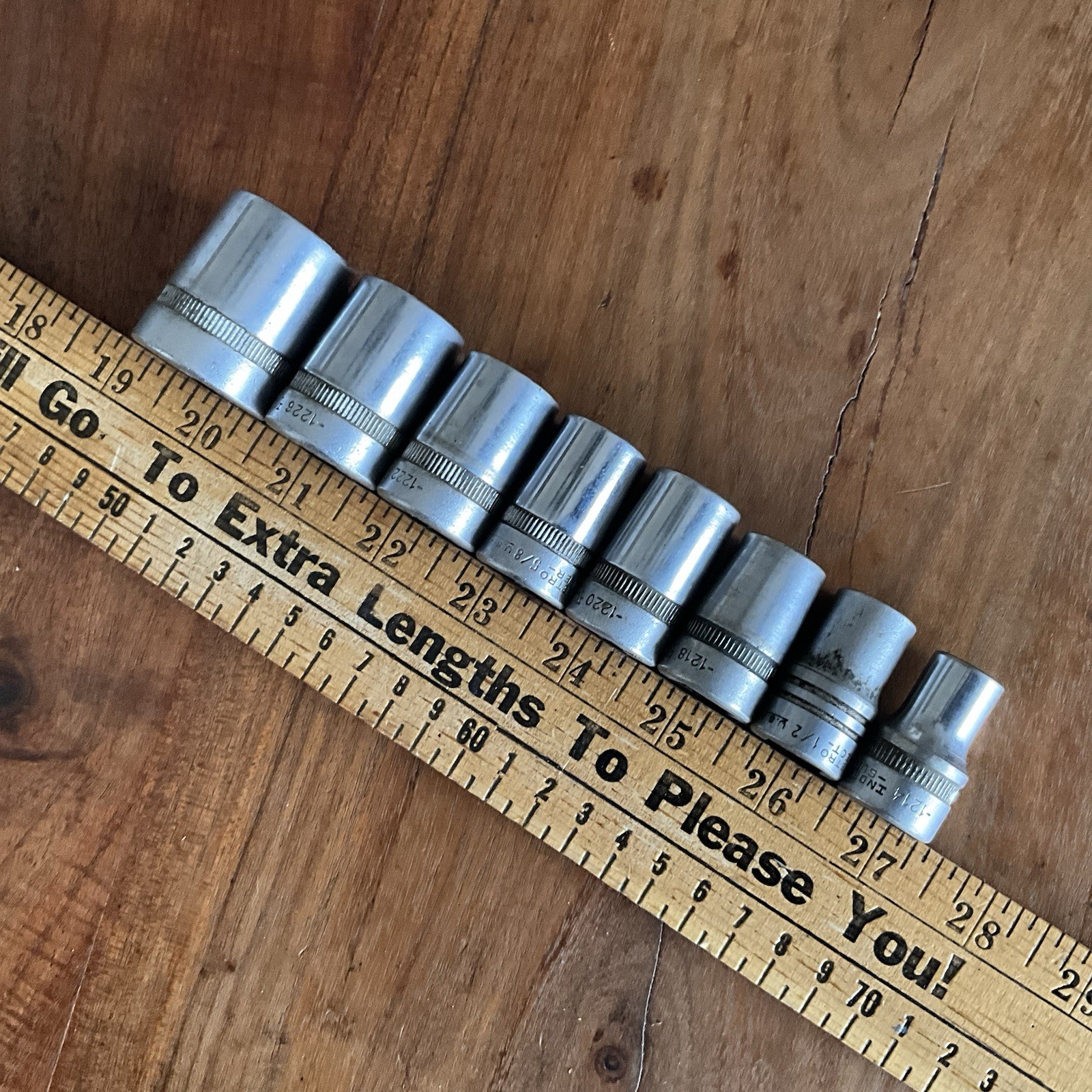 8 PC Vintage Indestro Select Shallow Socket Set 1/2″ Drive 12 Point 1″ to 7/16″