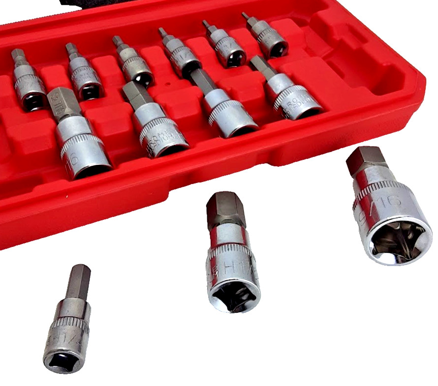 13-PC. Hex Allen Master Socket Bit Set SAE S2 Steel Standard Hex Bit Socket Set