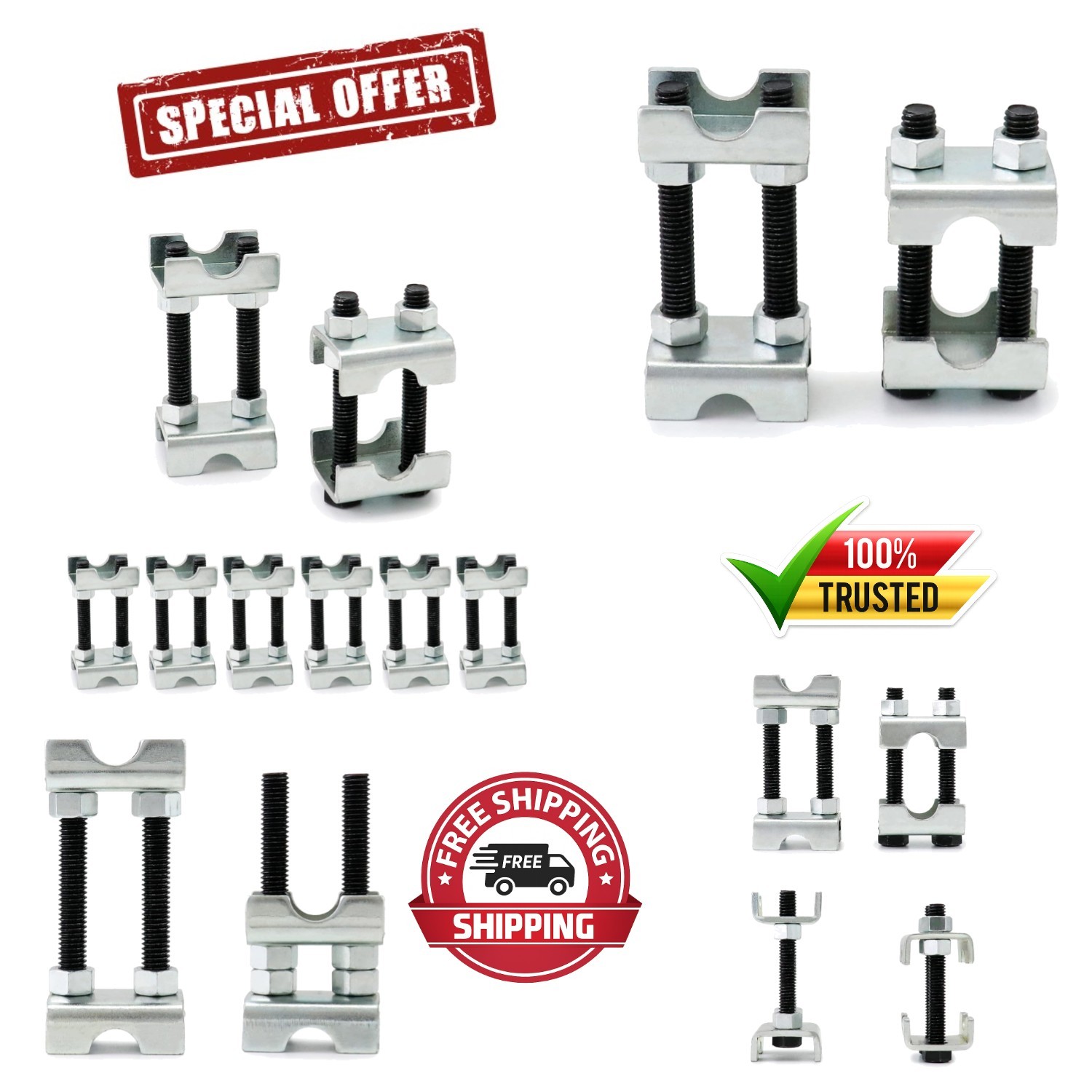 8 Pack 2-Way Adjustable Spring Spacers – Universal Steel Coil Spring Compressors
