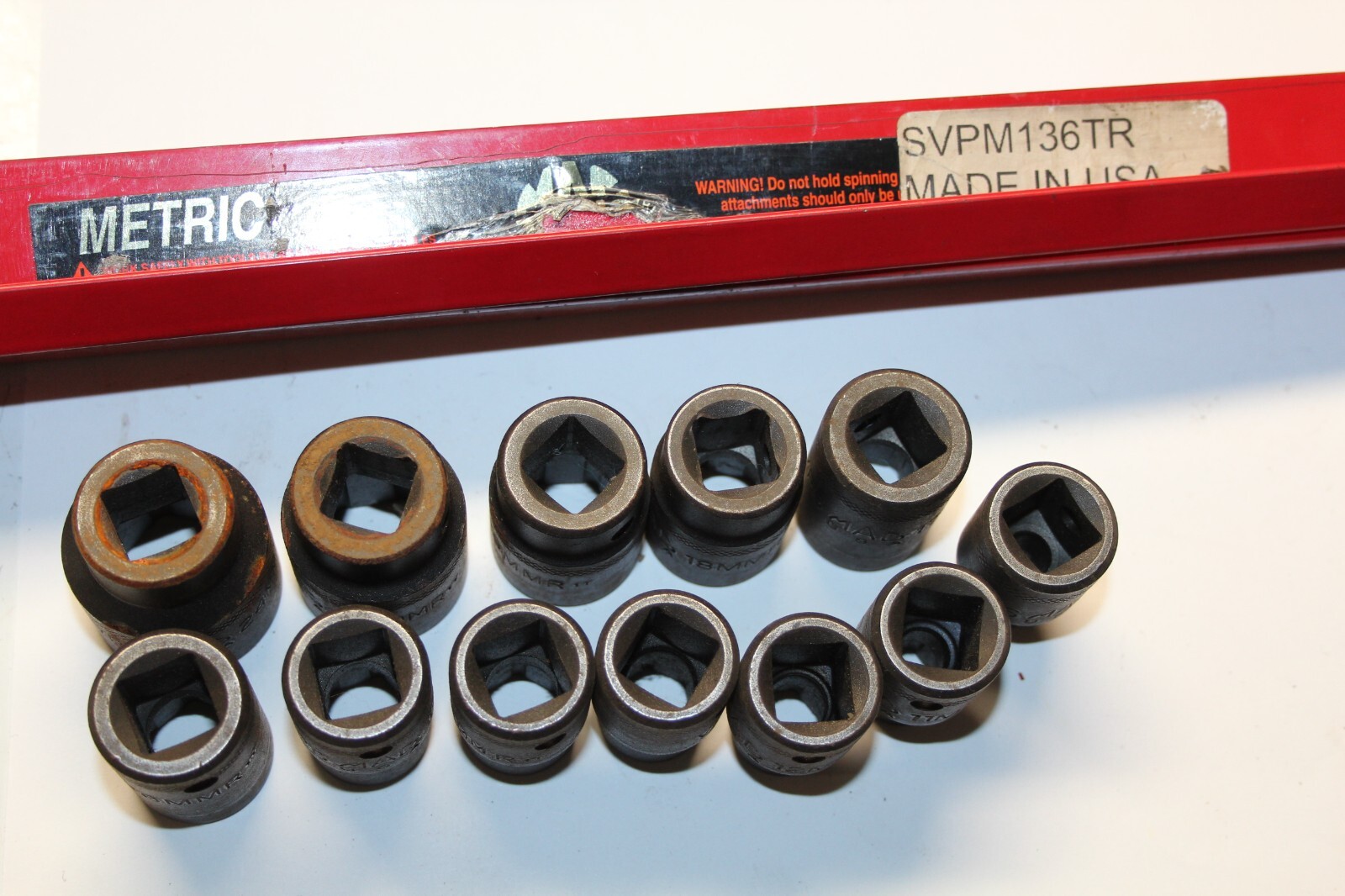 MAC TOOLS SVPM136TR 1/2″ Drive Metric Impact Socket Set – 6-PT. 11 PCS YT12Y USA