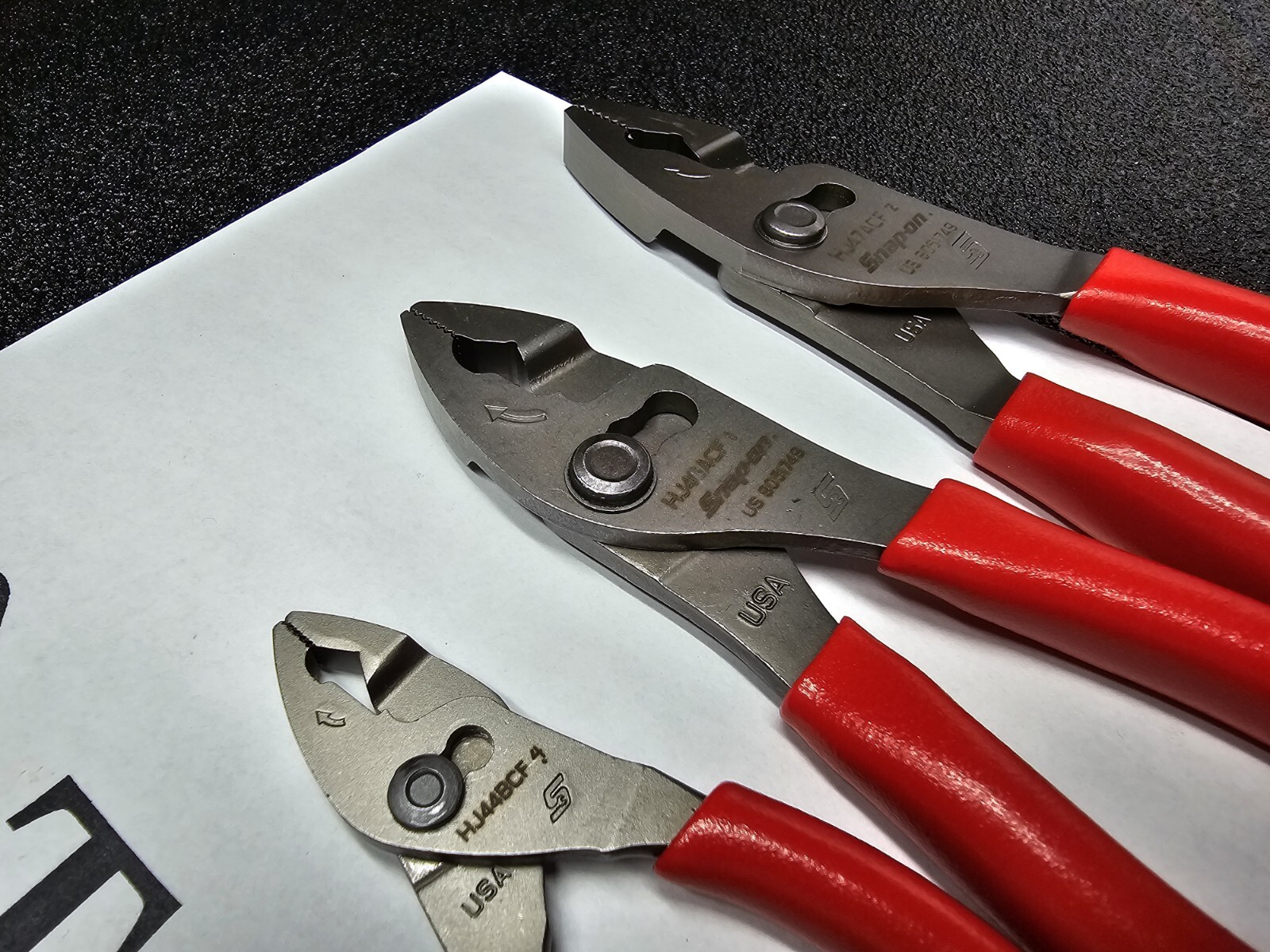 Snap-on Tools USA RED 3pc Talon Soft Grip FlankJaw Slip-Joint Plier Set HJ44BCF
