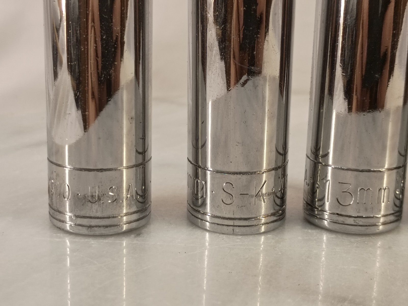SET of 6 NOS S•K USA 1/2″ Drive 12pt. Deep METRIC sockets 10,11,13,16,17,18mm