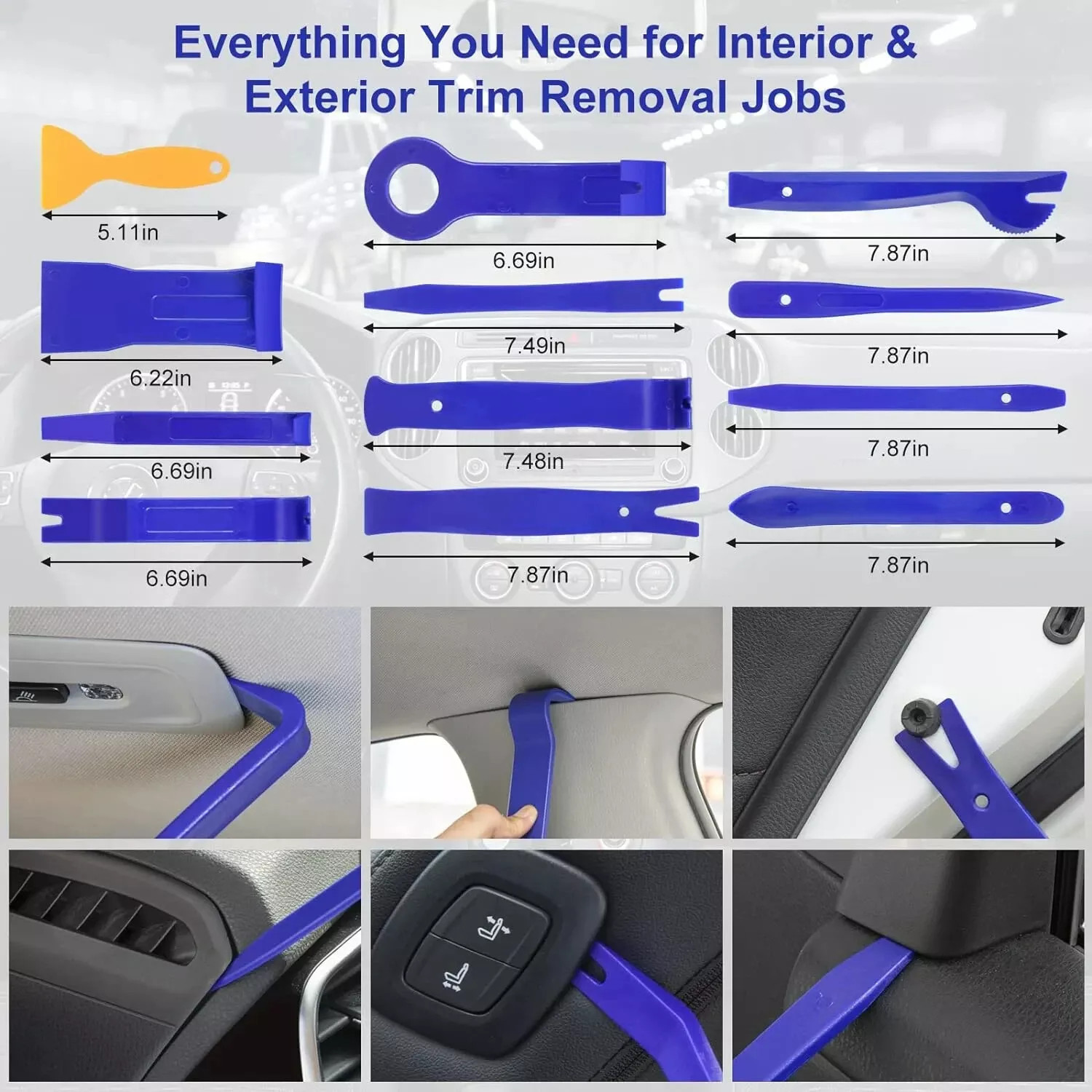 250Pcs Car Trim Removal Tool Set Hand Tools Pry Bar Panel Door Interior Clip Kit