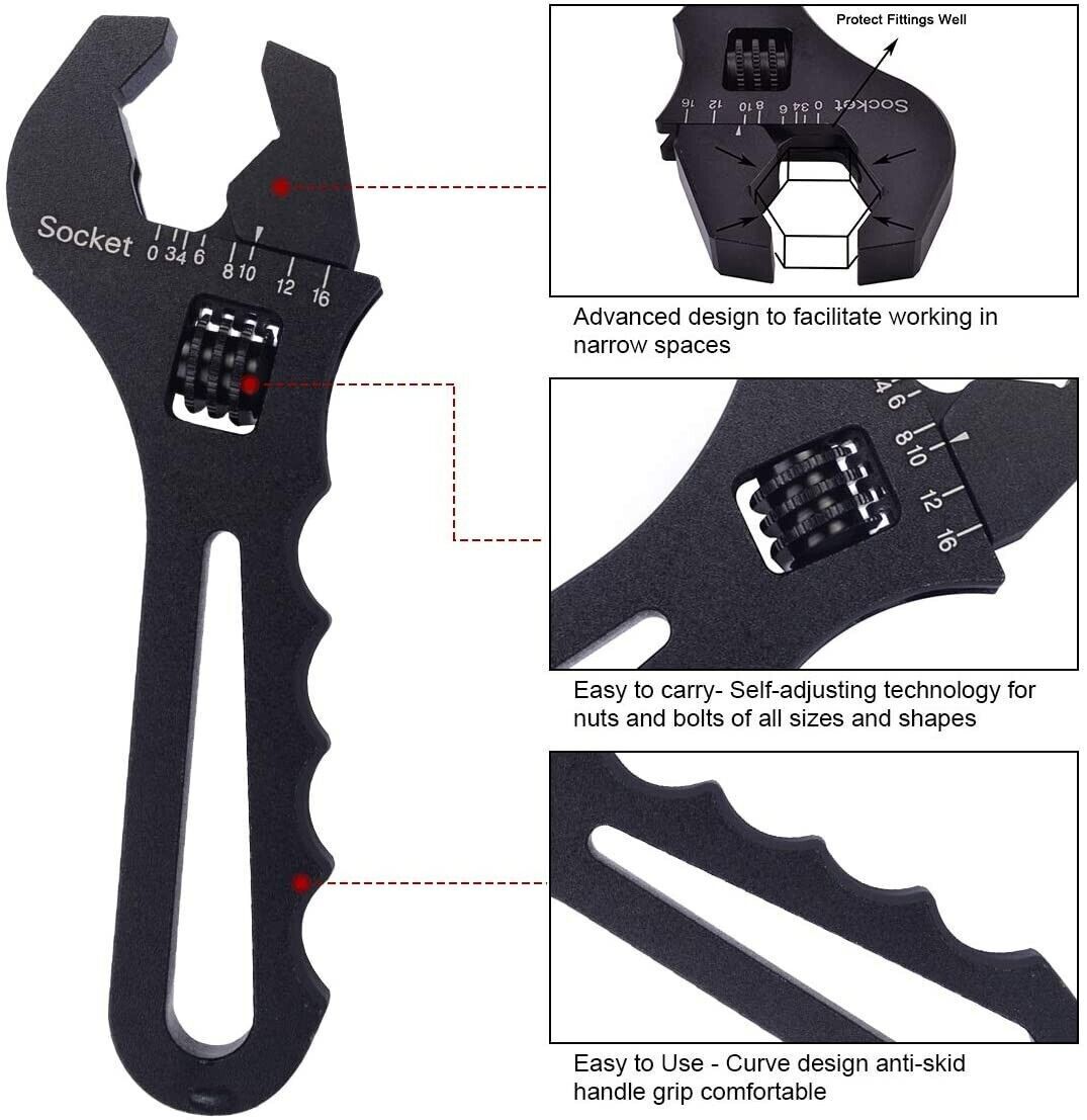 2PC 3AN-16AN Adjustable An Fitting Wrench for Hose Fitting Adapters Thishill