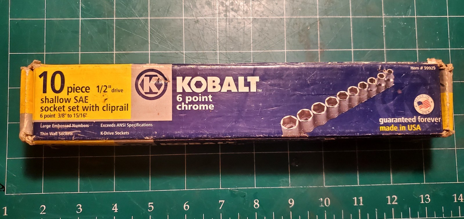 10 Pc Kobalt Shallow Socket Set 15/16 to 3/8″ USA 12 Pt 1/2″ Drive USA