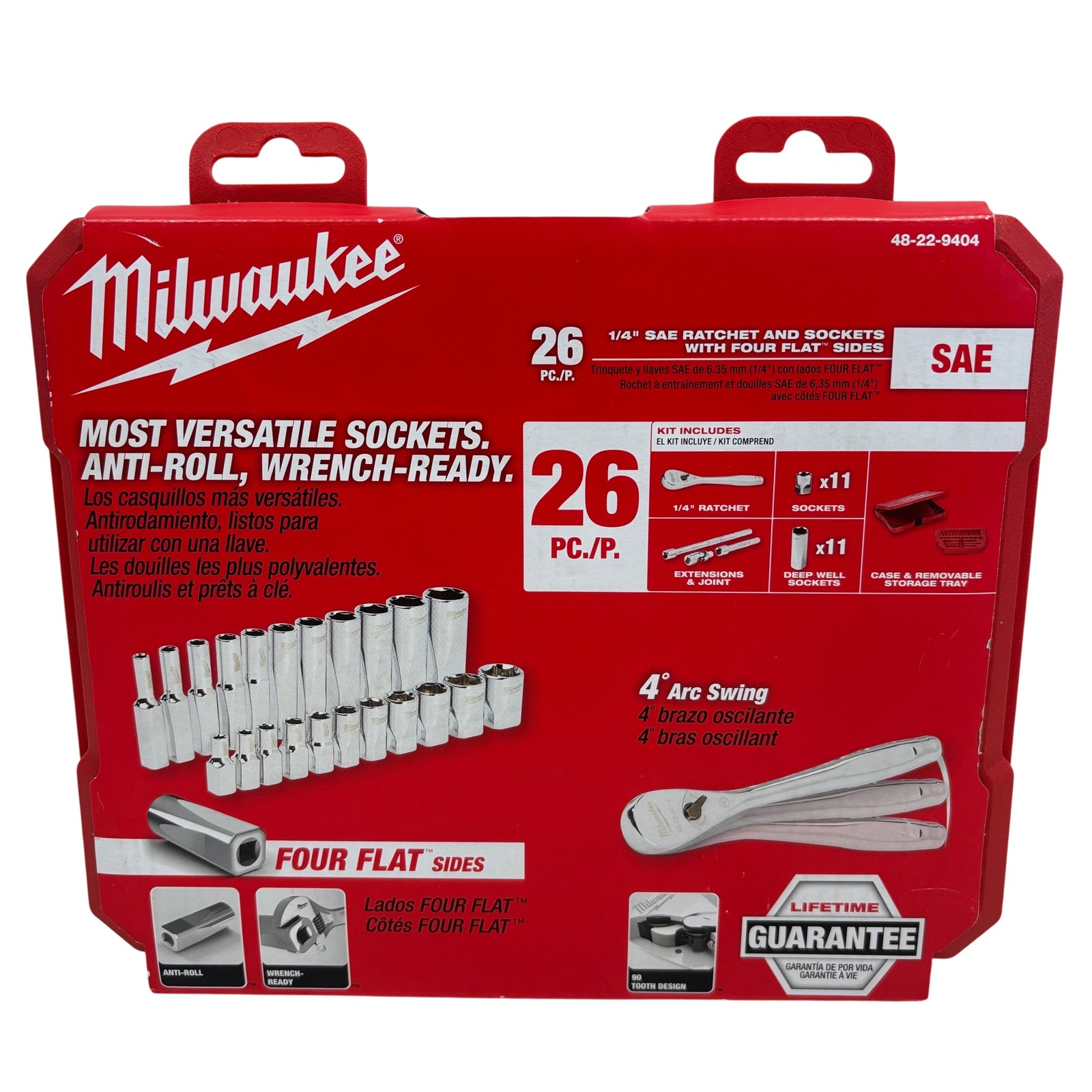Milwaukee 48-22-9404 26-Piece 1/4″ Drive SAE Socket Set