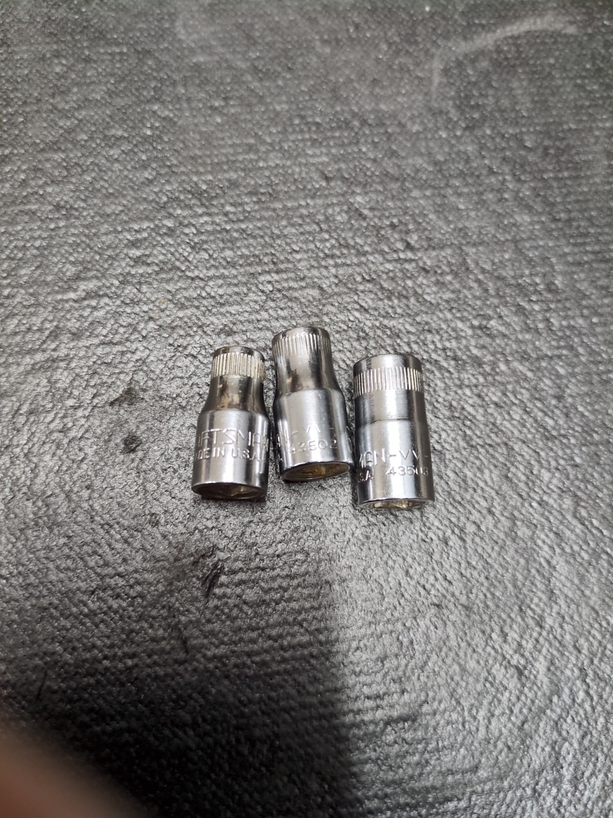 Craftsman USA 5,6,7mm 6 Pt 1/4″ Dr Sockets 43501,43502,43503 -VV- Top Knurl