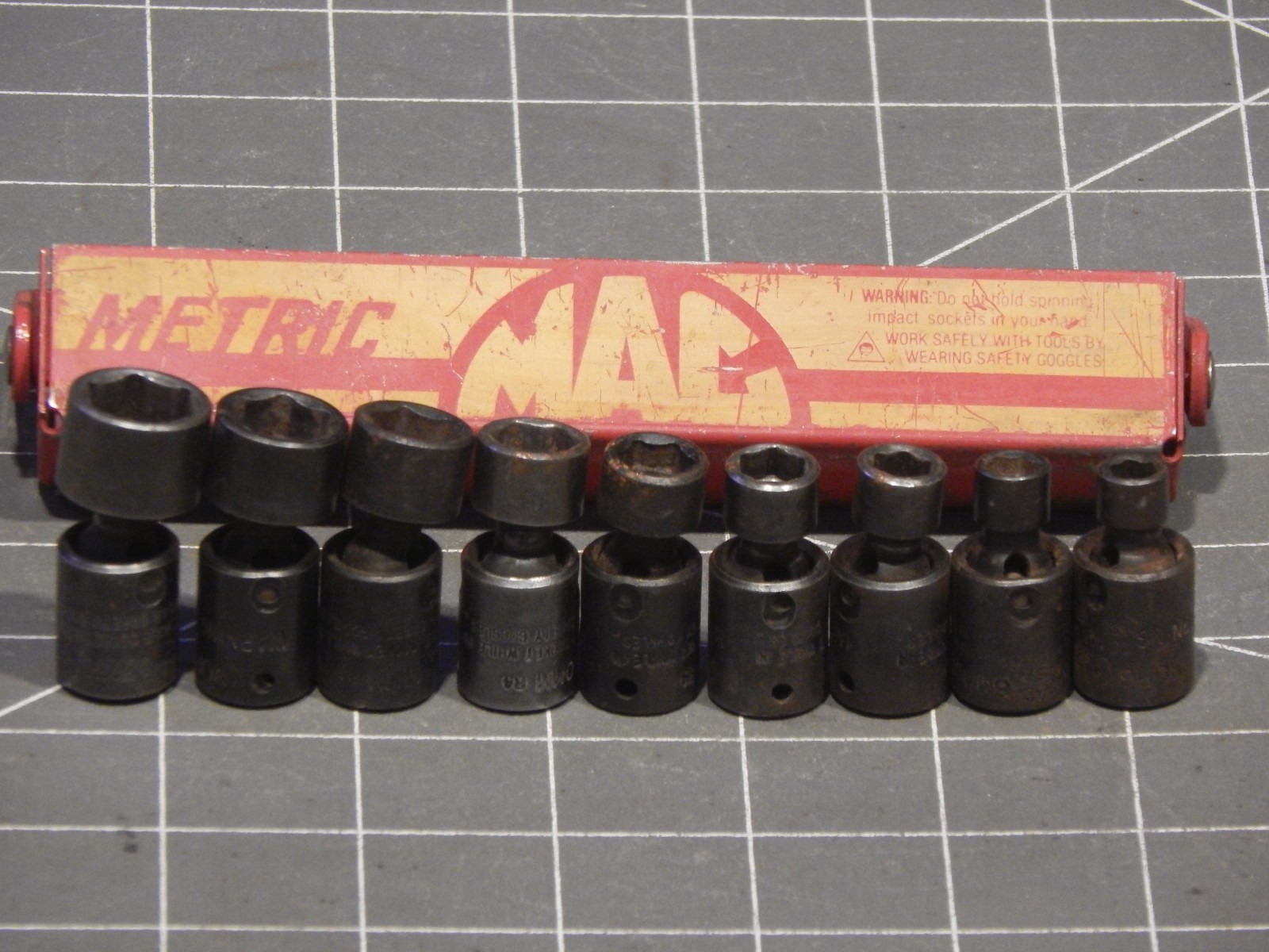 Mac 9Pc Metric 1/4″ Drive Impact Swivel Universal Socket Set 5.5MM 13MM 6Pt Dr