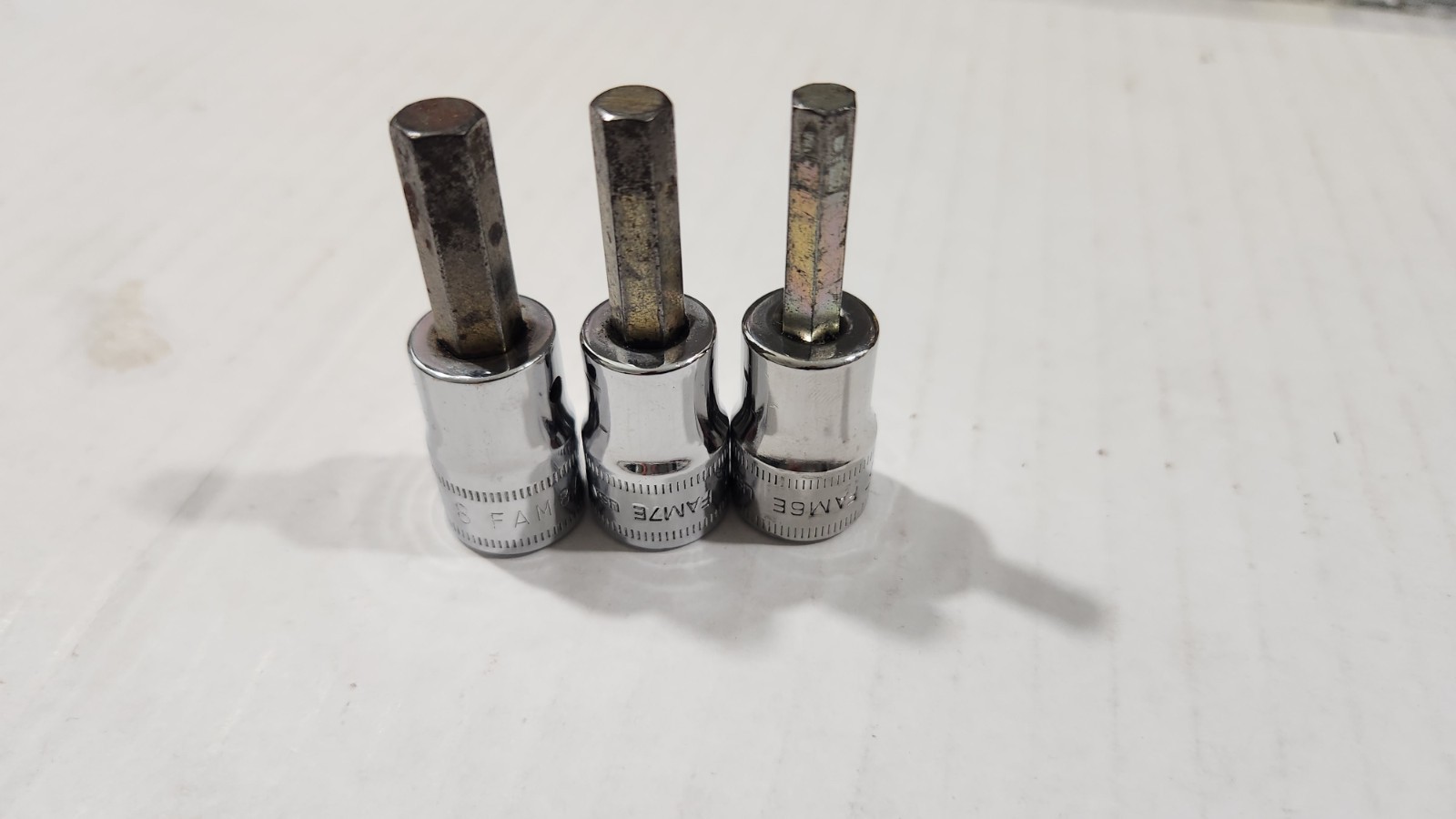 Lot Of 3 Snap-On 3/8″ Drive 6,7,8mm Metric Standard Hex Allen Bit Driver Sockets