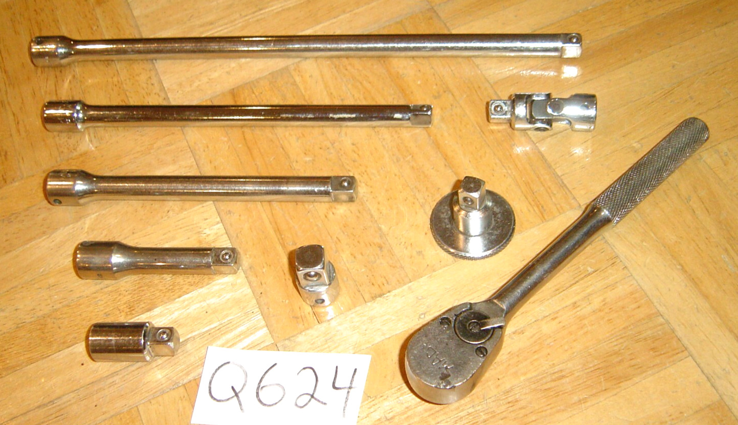 MAC TOOLS 9 PIECE 3/8 DRIVE RATCHET 5 EXTENSIONS, UNIVERSAL AND 2 OTHERS