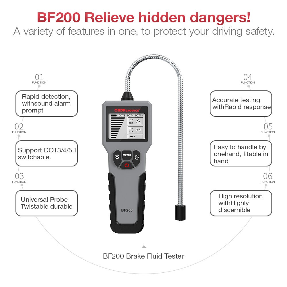 BF200 Brake Fluid Liquid Oil Tester Pen Auto Oil Moisture Test Tool