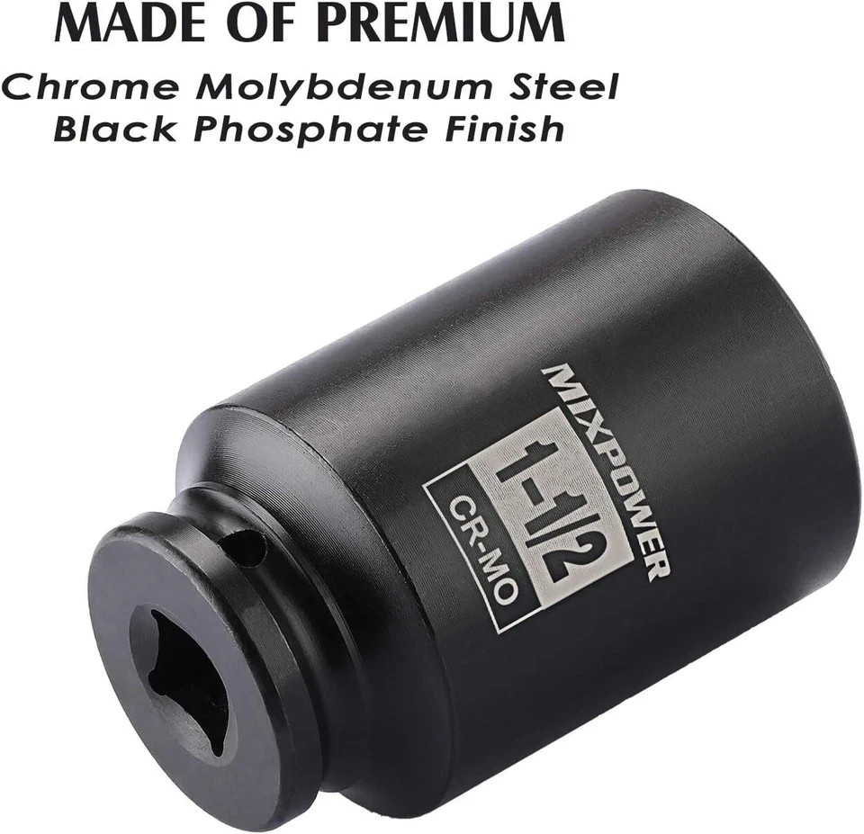MIXPOWER 1/2 Inch Drive Deep Impact Socket 1-1/2 SAE, CR-MO, 1-1/2″
