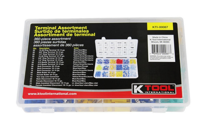 K TOOL INTERNATIONAL TERMINAL ASSORTMENT – 360 PIECES PLUS CASE – KTI00087