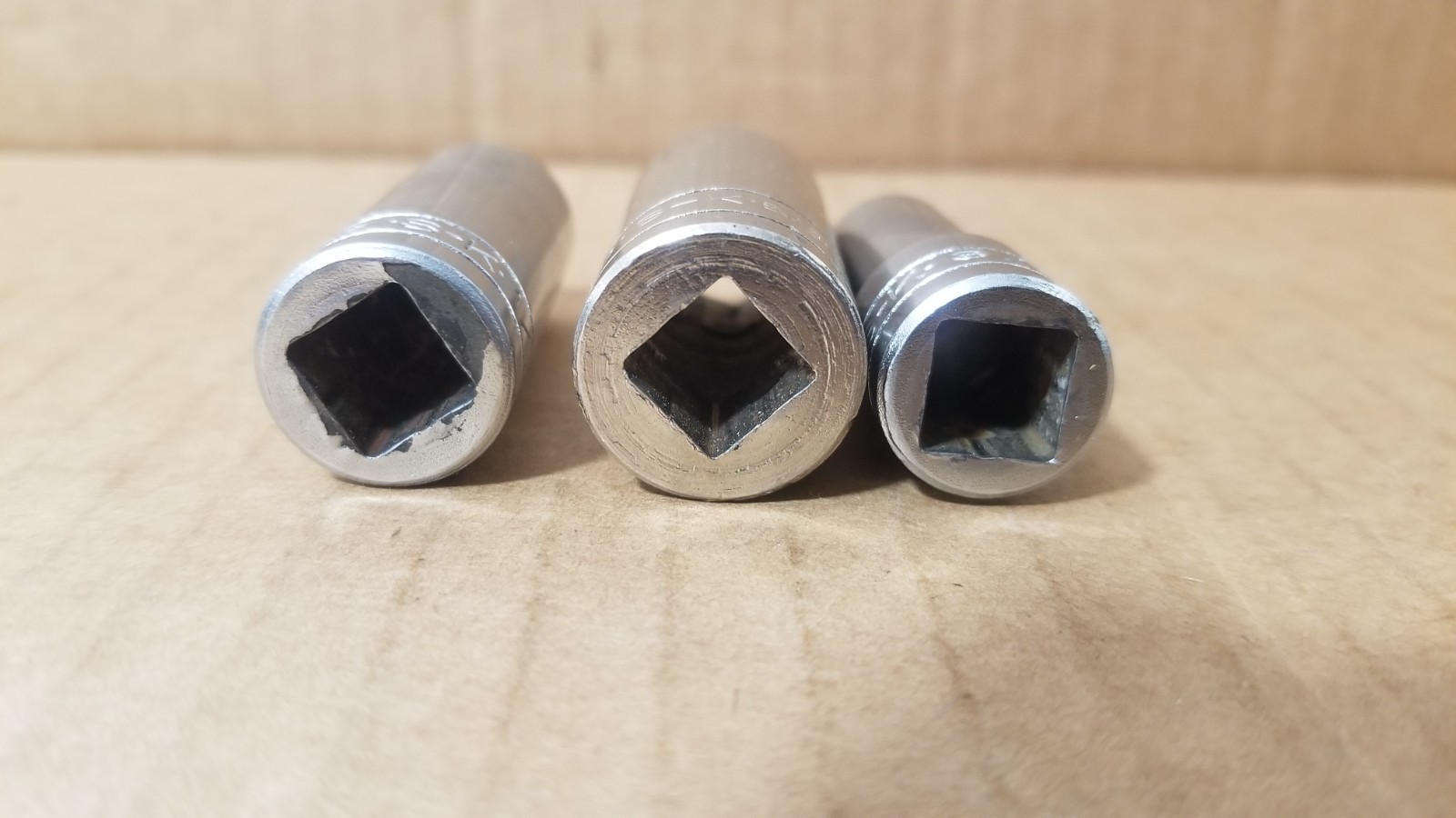 Vintage S-K USA 40418 9/16 & 40416 1/2 & 40412 3/8 6-Point Sockets VGC