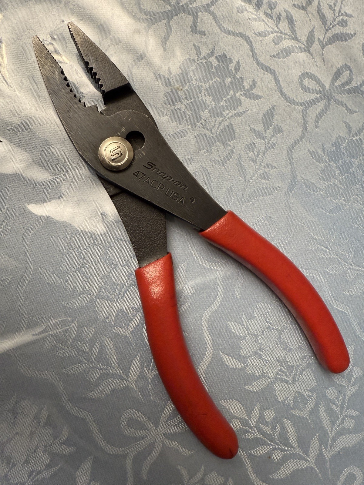 Snap on 47ACP 7.5″ Slip Joint Red Handle Pliers USA