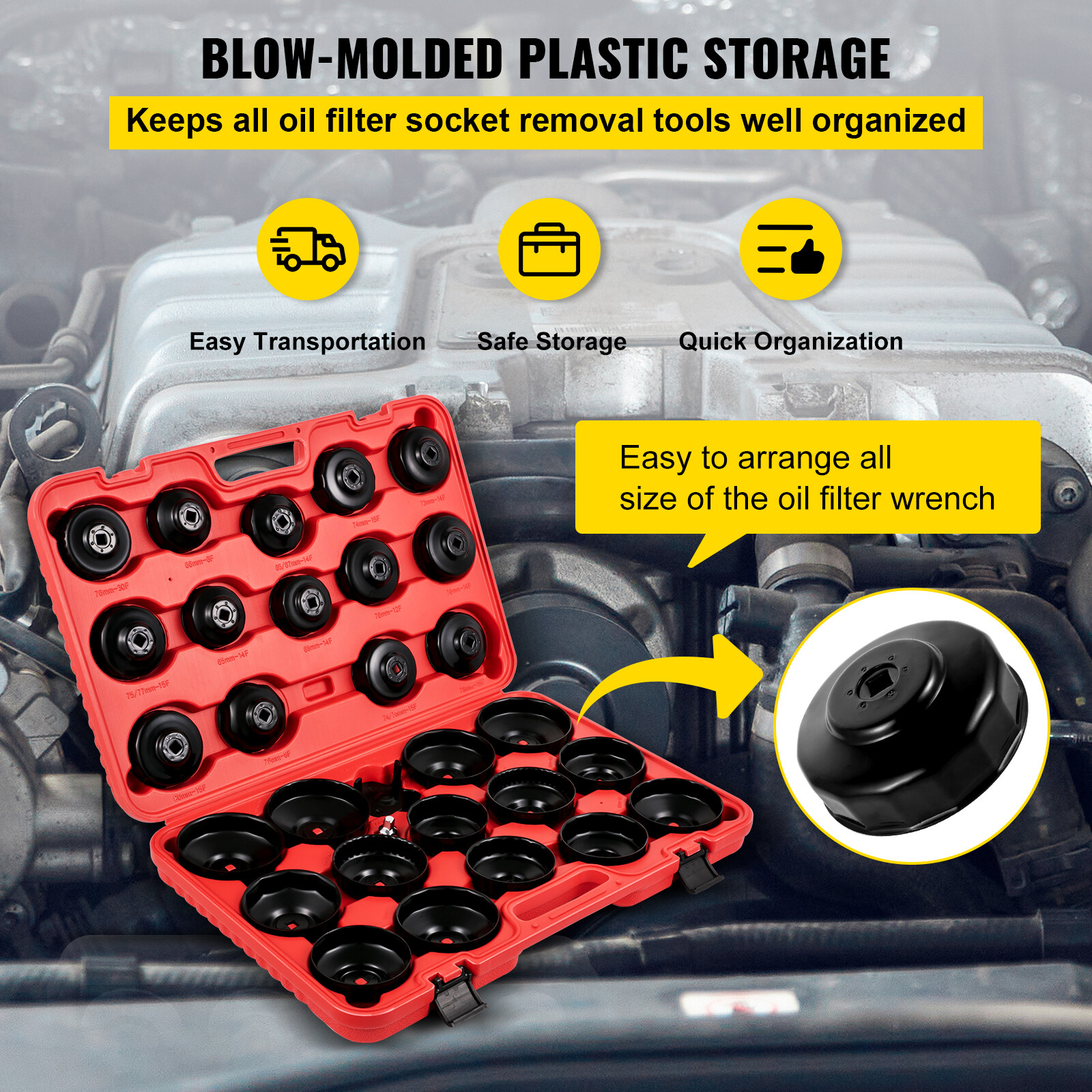 30 Pcs Oil Filter Cap Wrench Cup Socket Tool Set Mercedes BMW VW Audi Volvo Ford