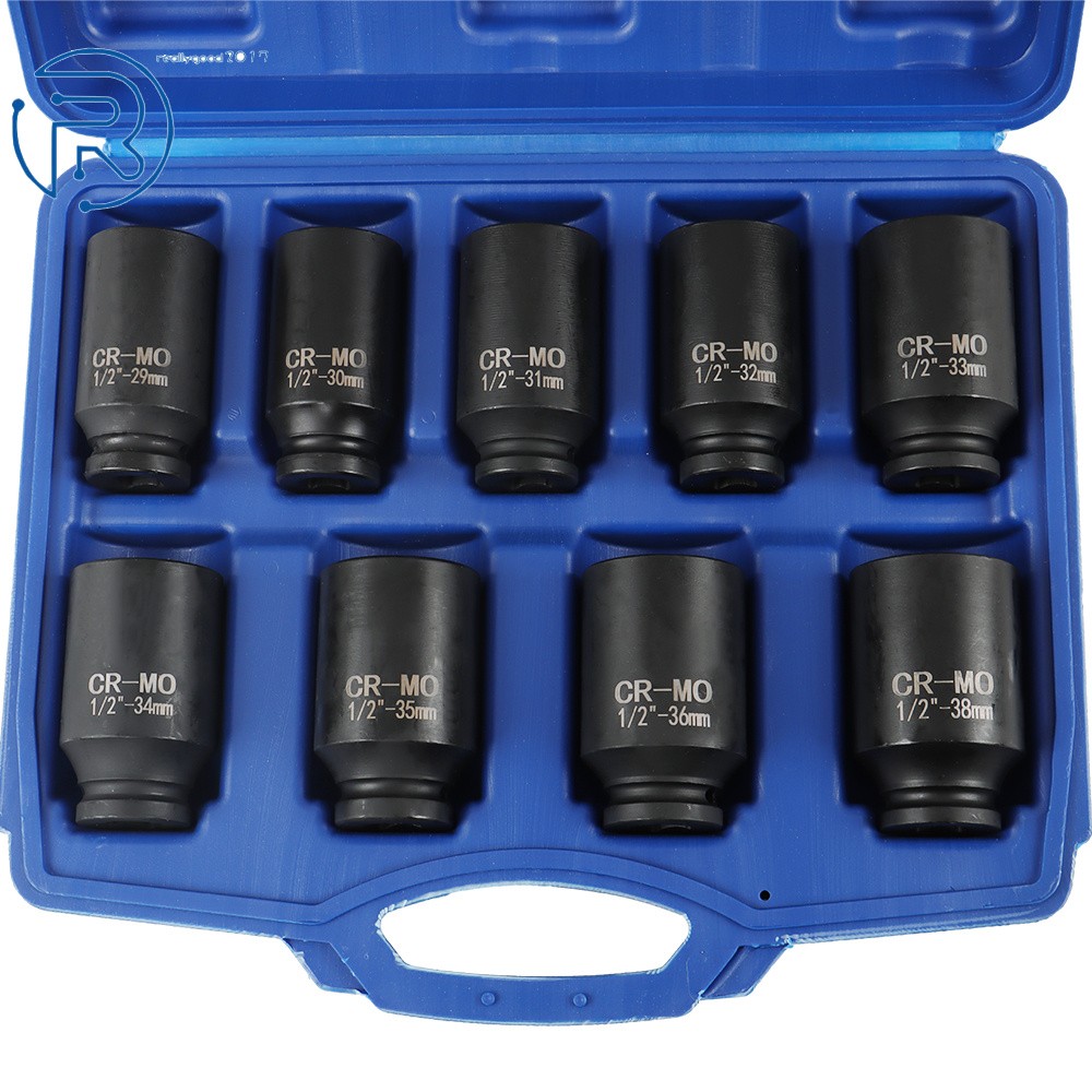 Deep Impact Socket Tool 9Pcs/Set 1/2″ Drive Metric Axle Hub Nut Socket 29-38mm