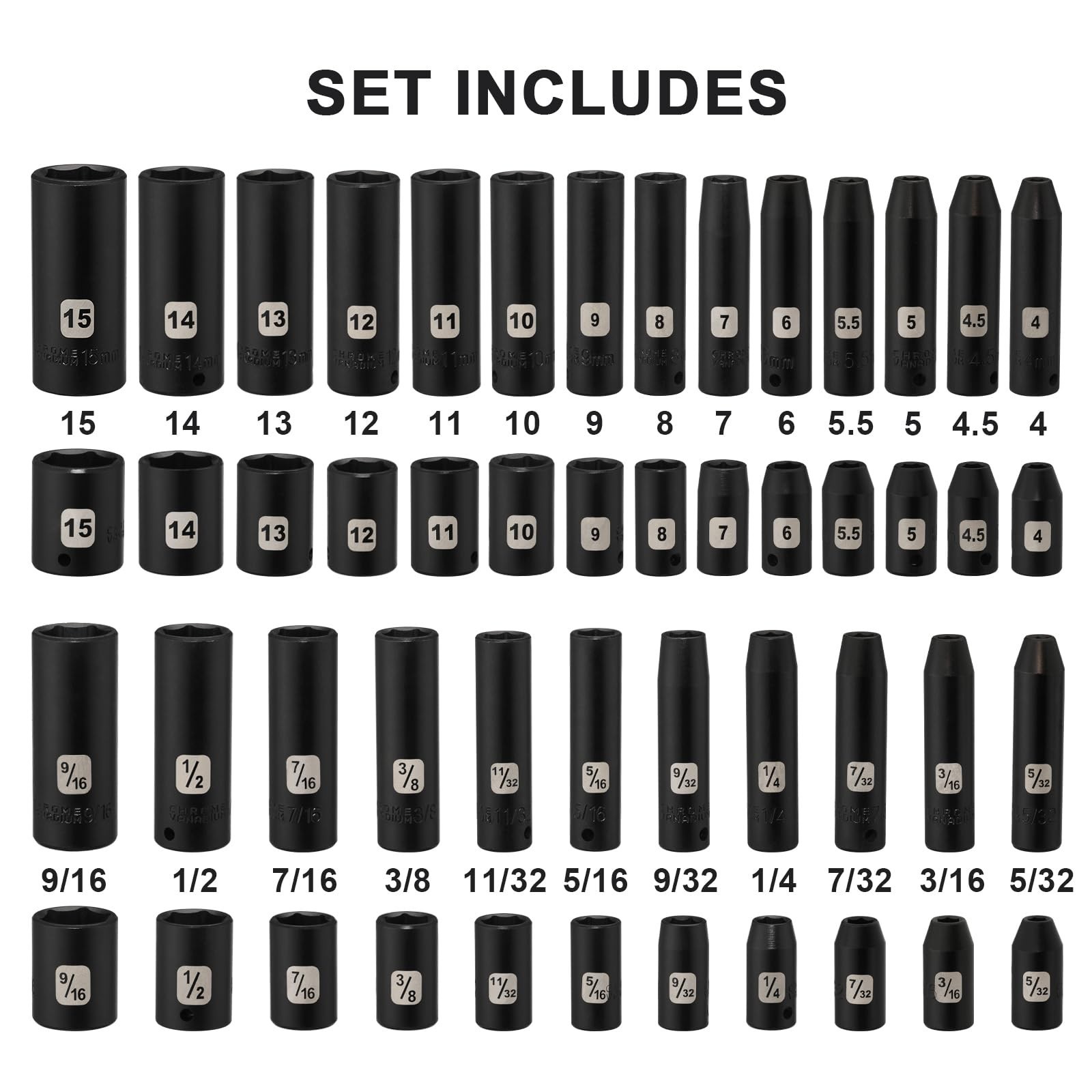 Mayouko 50PCS 1/4 Inch Drive Master Impact Socket Set,Metric/SAE,Deep/Shallow…